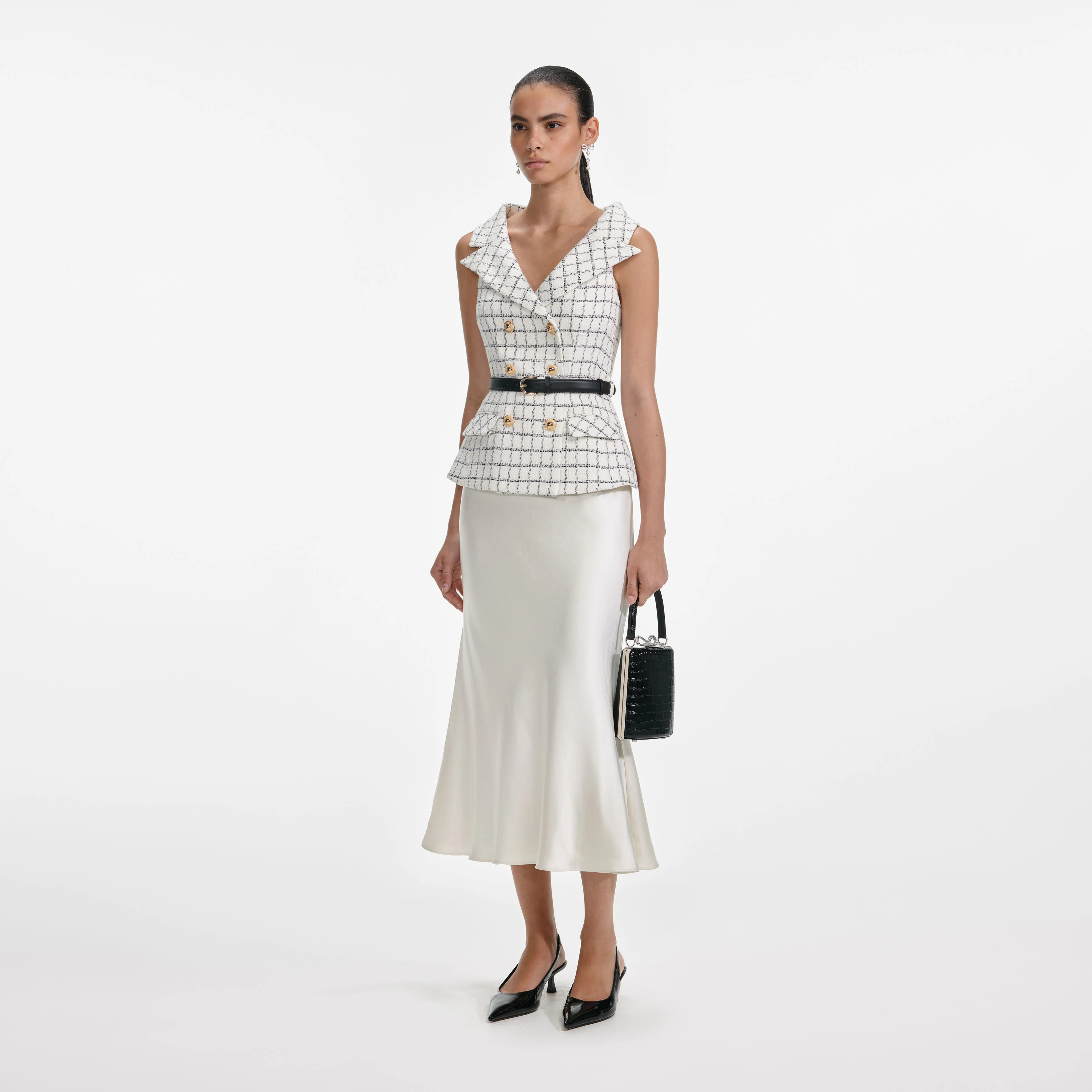 Check Boucle Midi Dress - Image 2