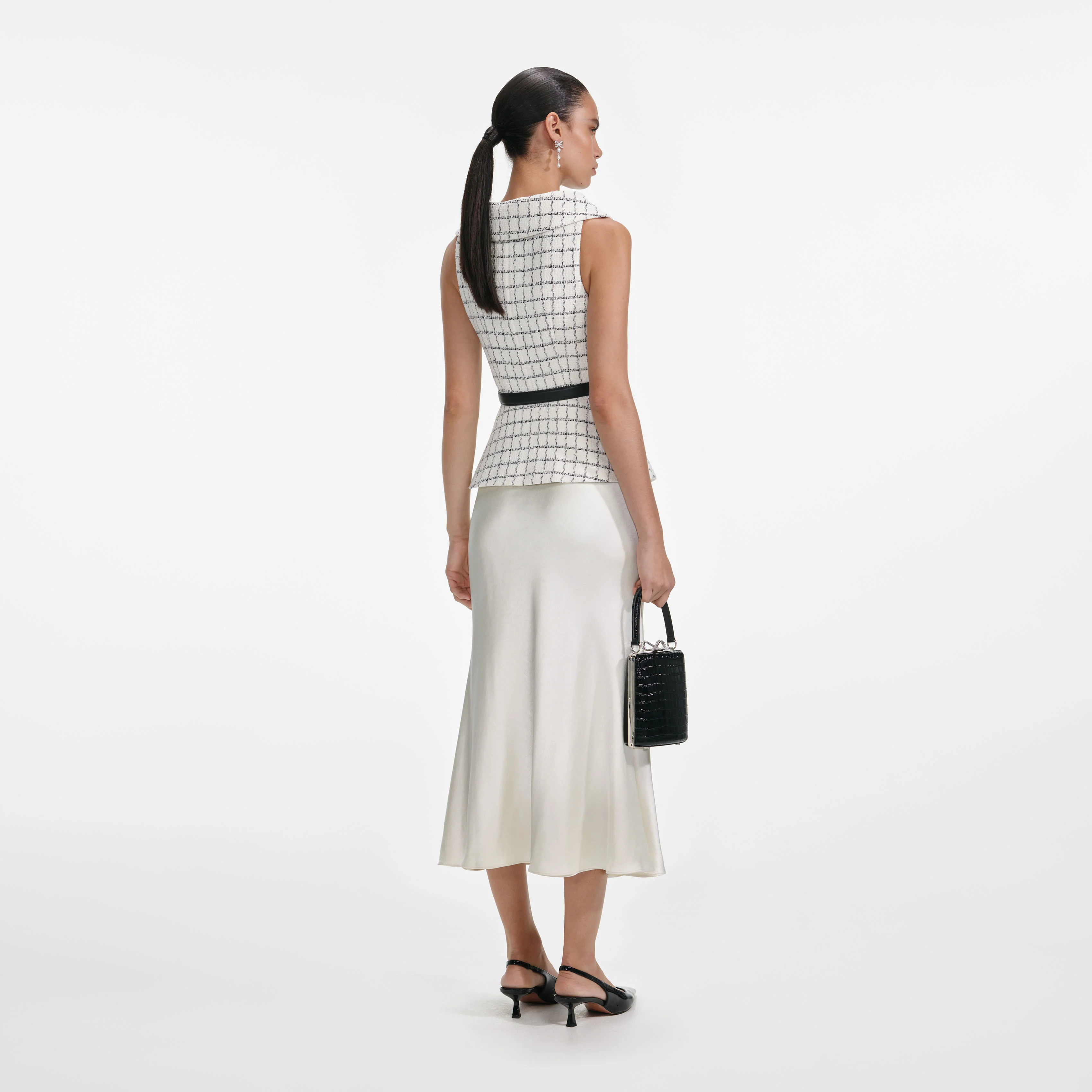 Check Boucle Midi Dress - Image 3