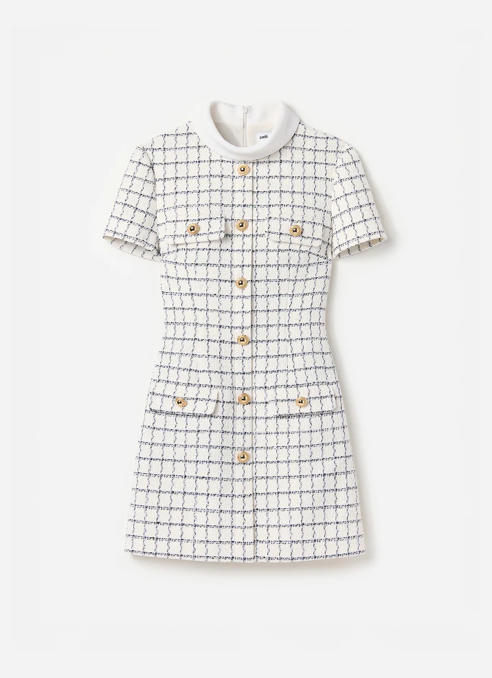 Check Boucle Mini Dress - Image 6