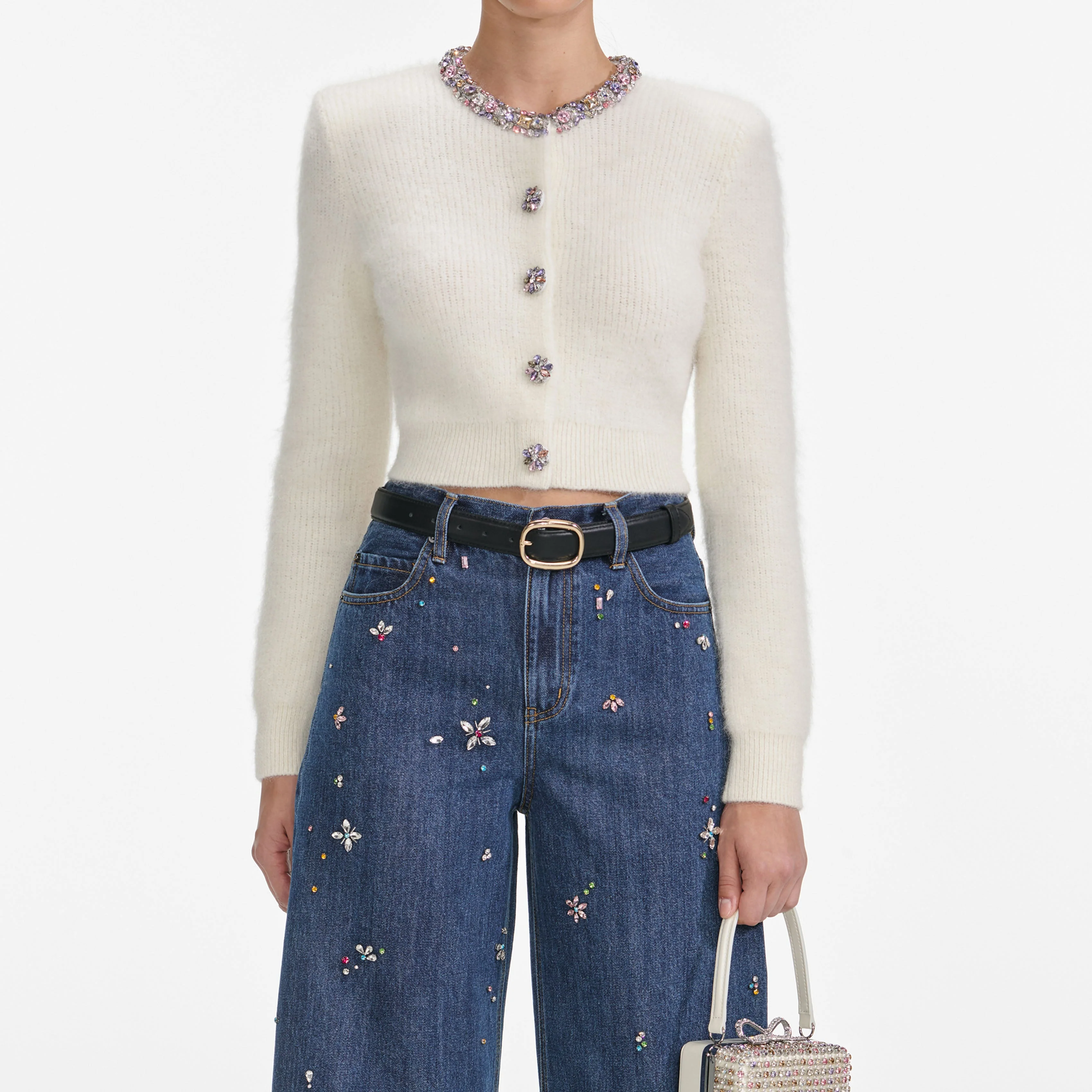 Cream Embellished Trim Cardigan - Image 4