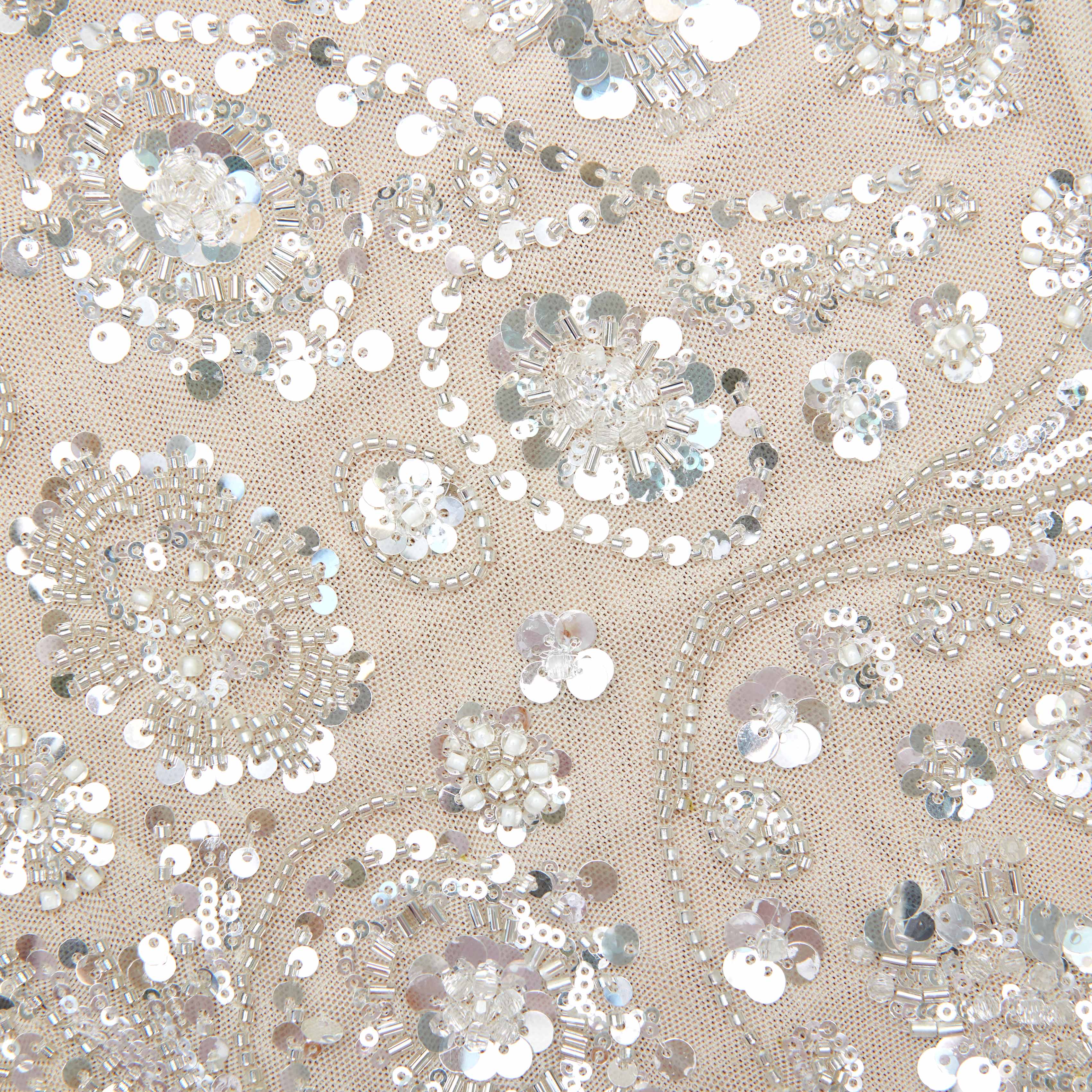 Cream Floral Sequin Maxi Dress - Image 5