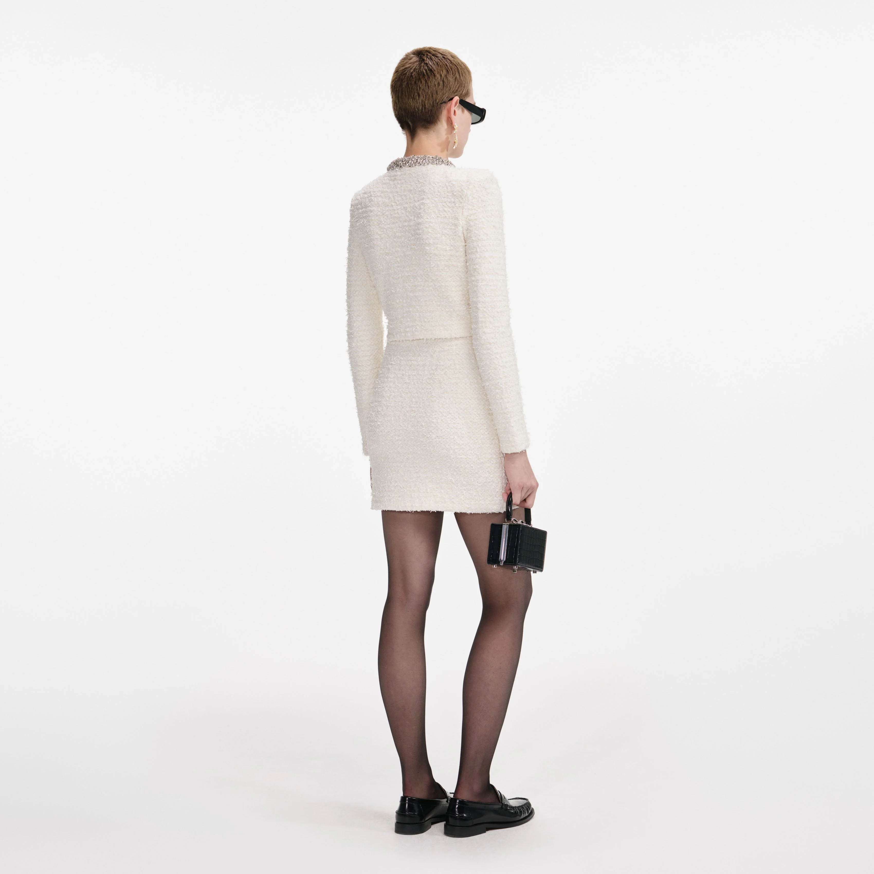 Cream Textured Knit Cardigan - Image 3