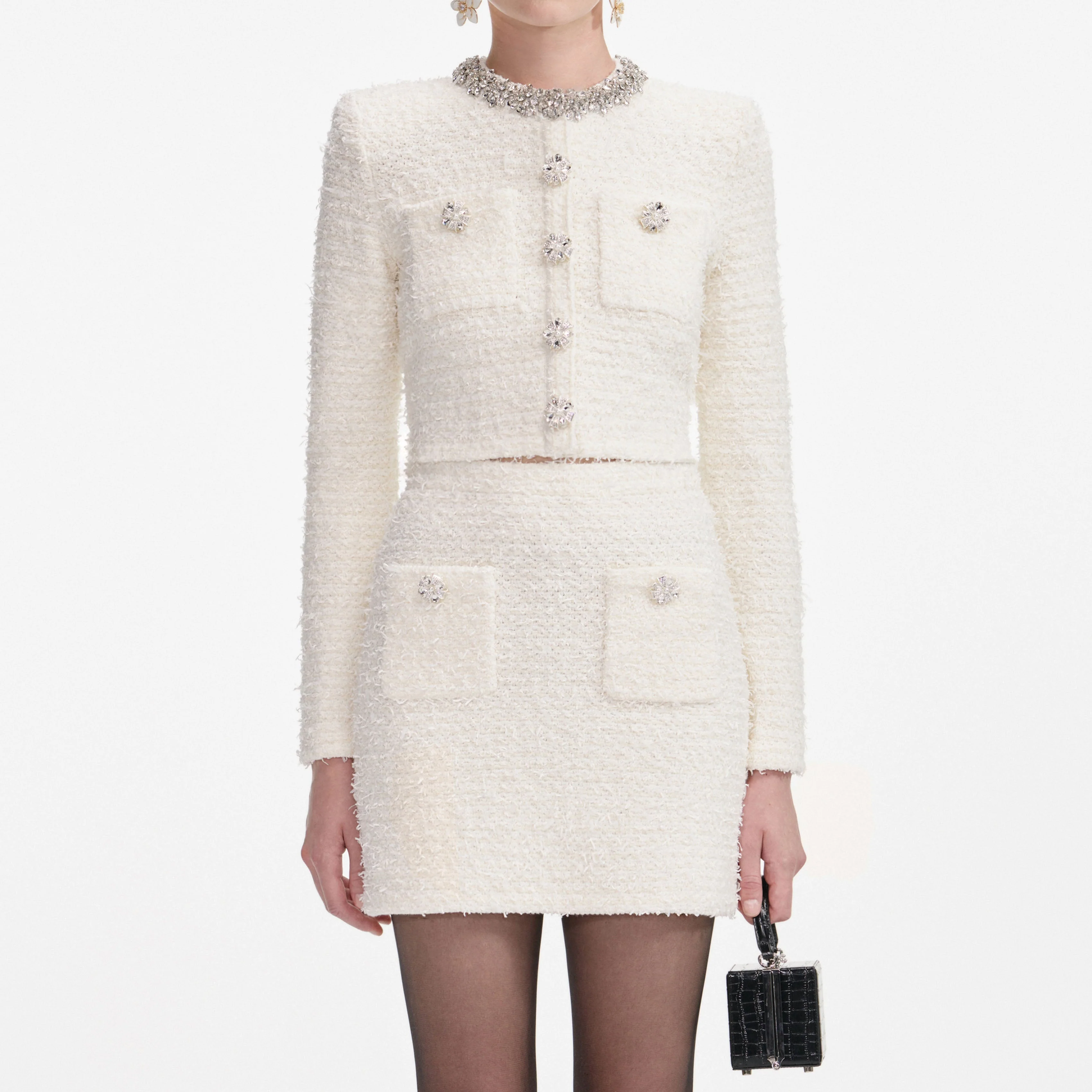 Cream Textured Knit Cardigan - Image 4