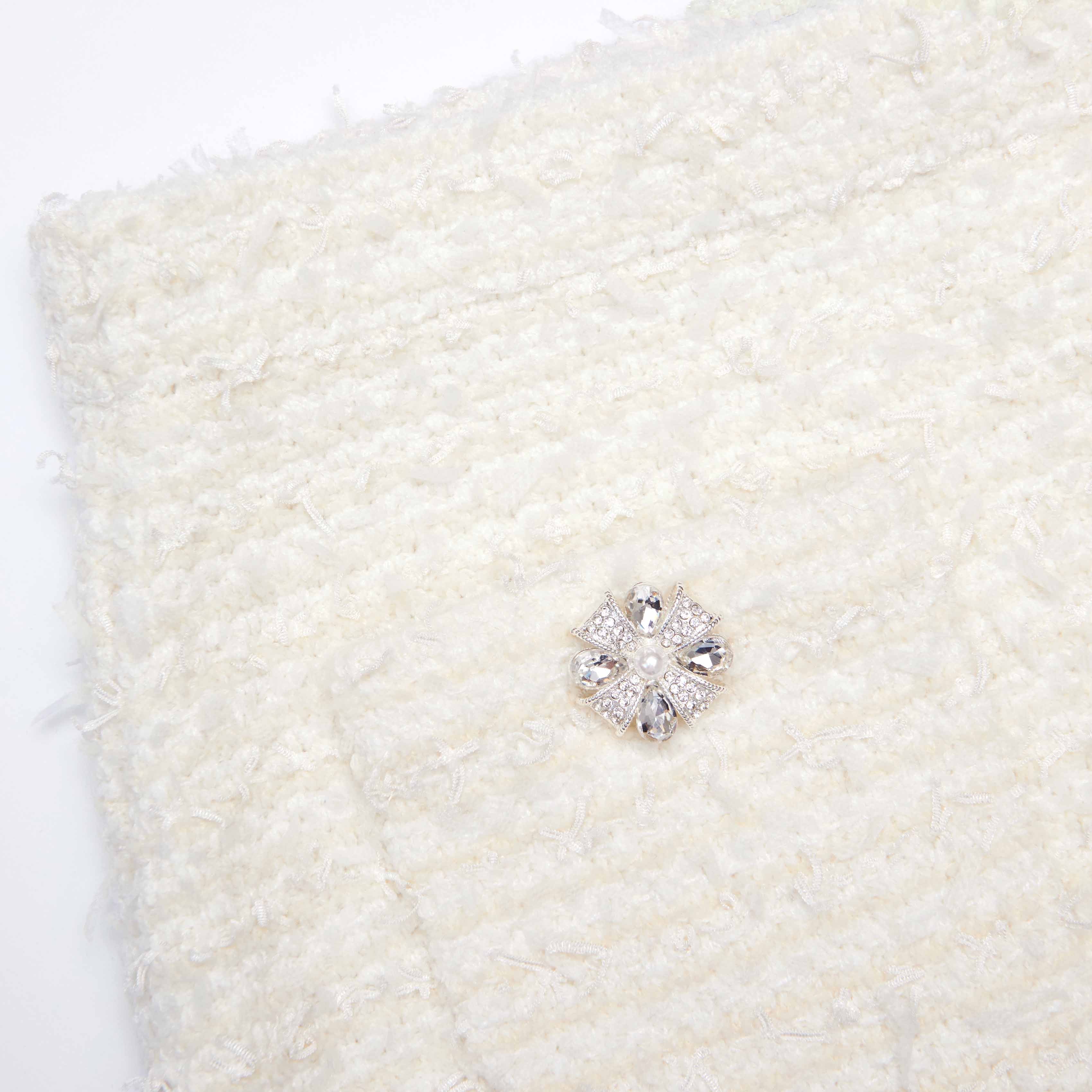Cream Textured Knit Mini Skirt - Image 5