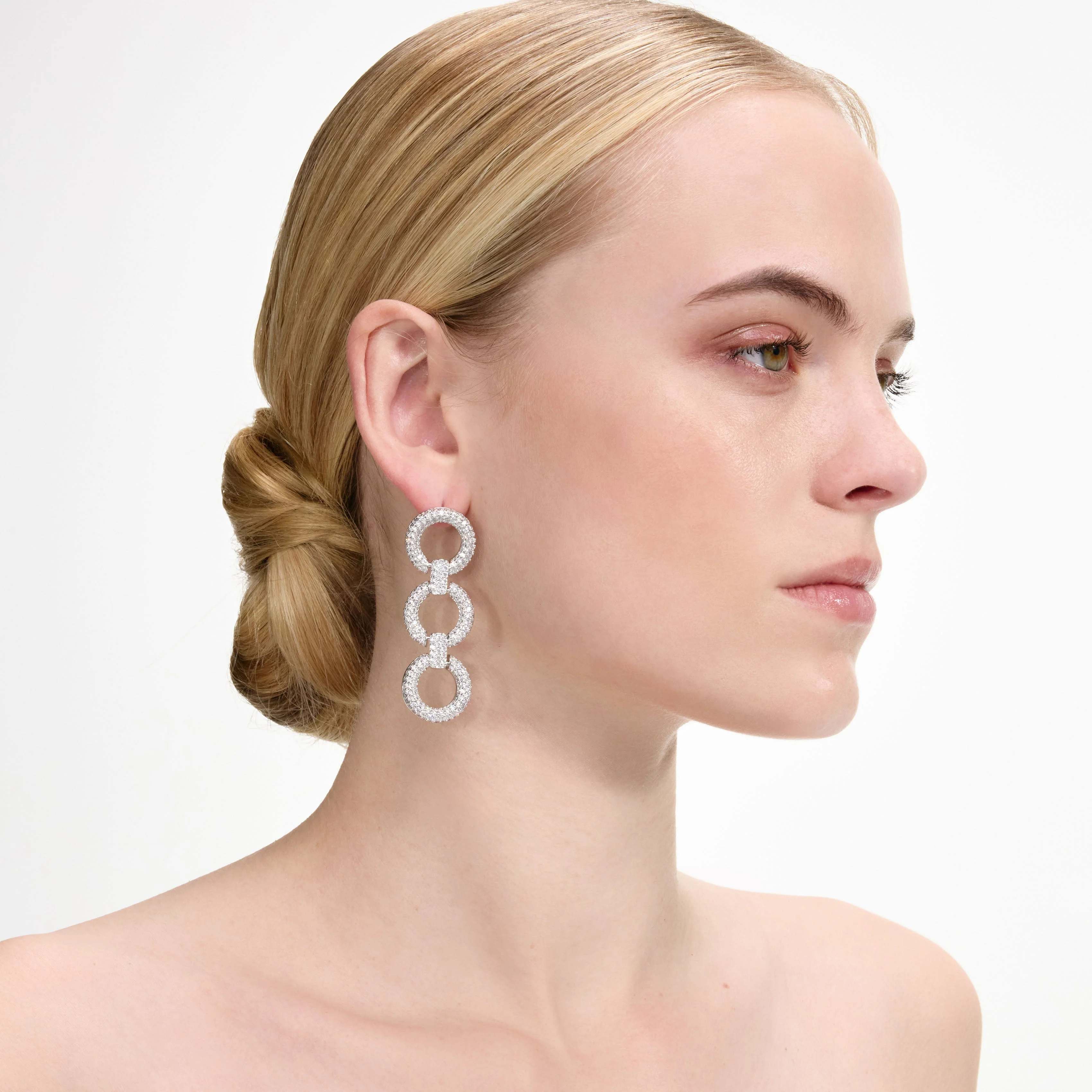 Crystal Link Three Tiered Earrings - Image 2