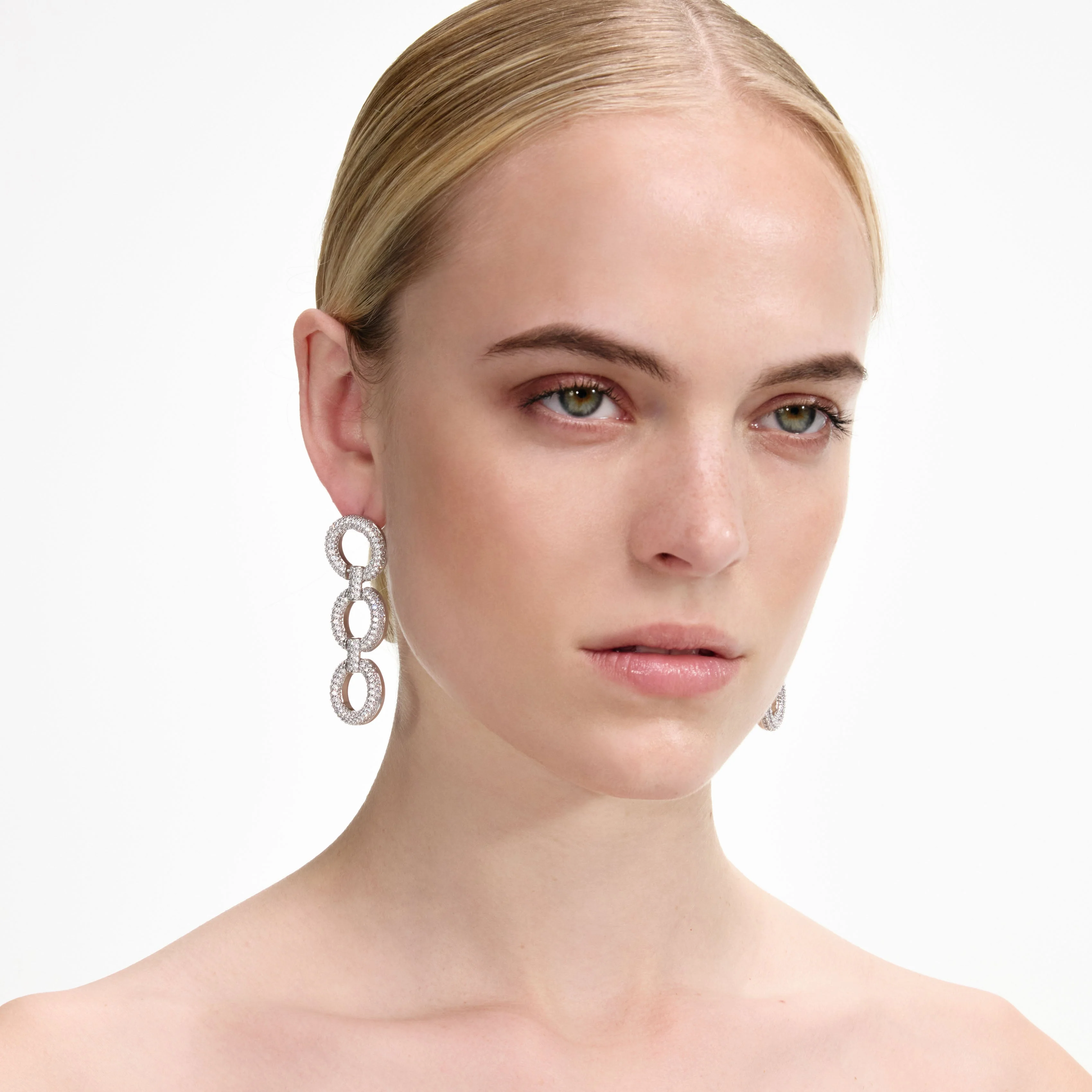 Crystal Link Three Tiered Earrings - Image 4