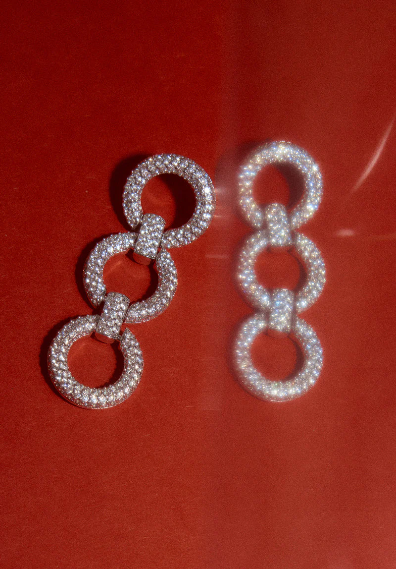 Crystal Link Three Tiered Earrings - Image 5