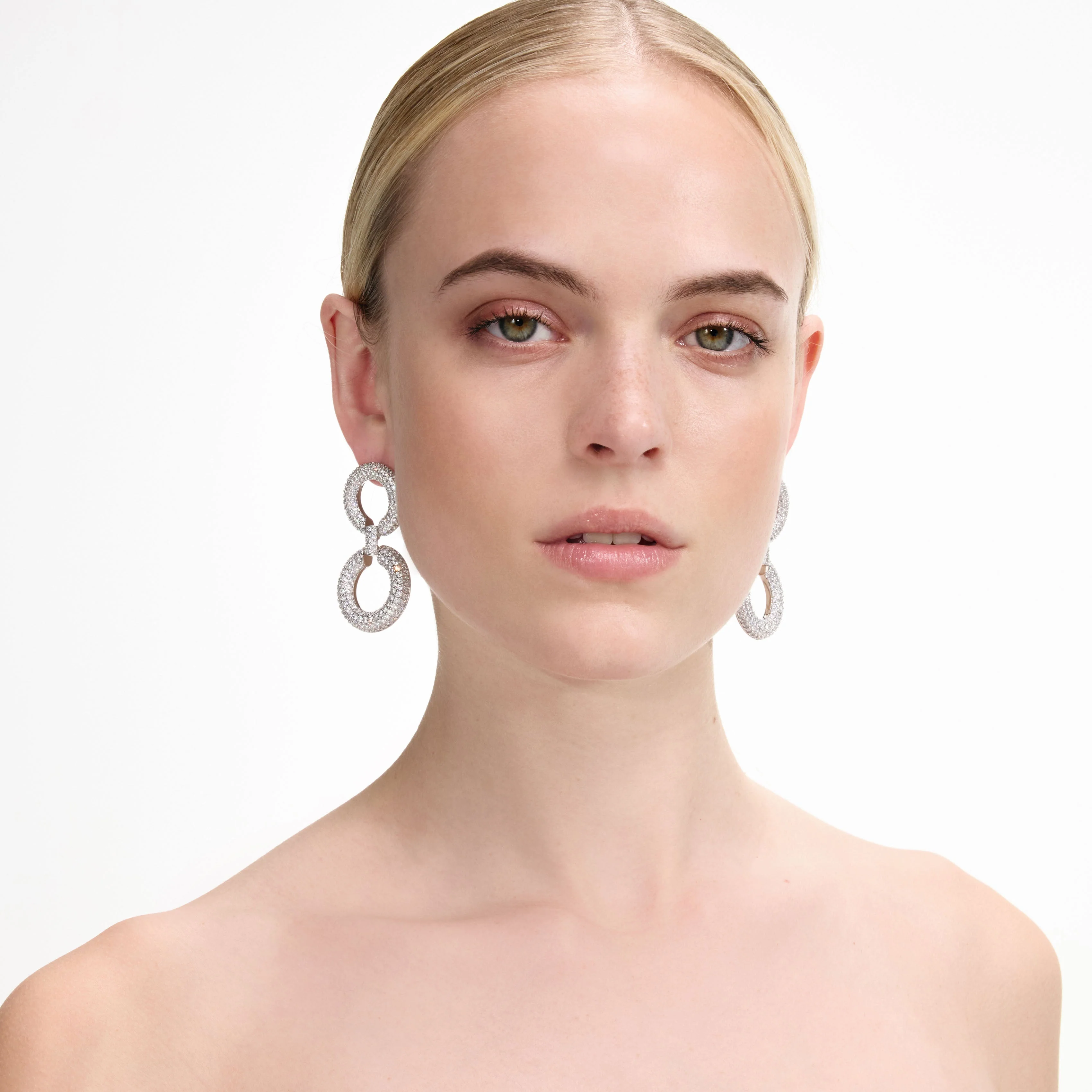 Crystal Link Two Tiered Earrings - Image 4