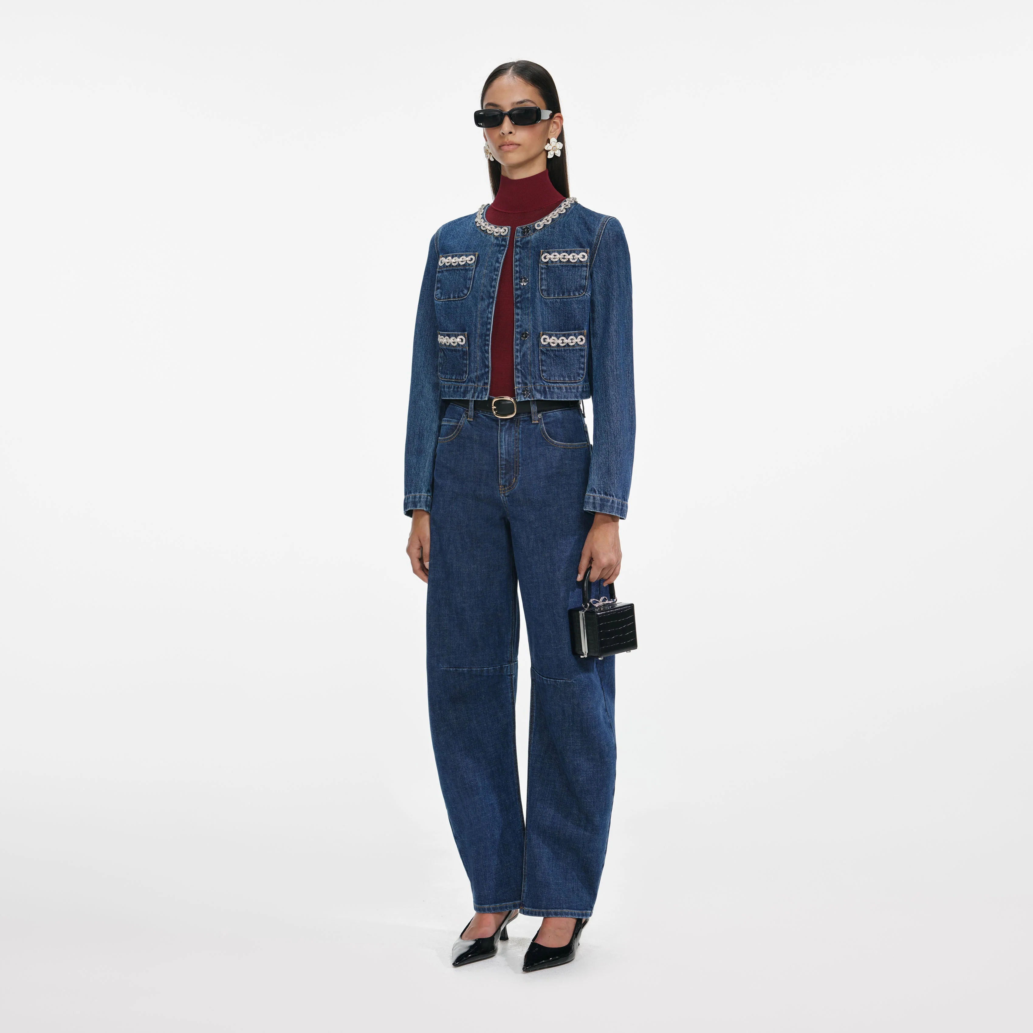Crystal Trim Denim Jacket - Image 2