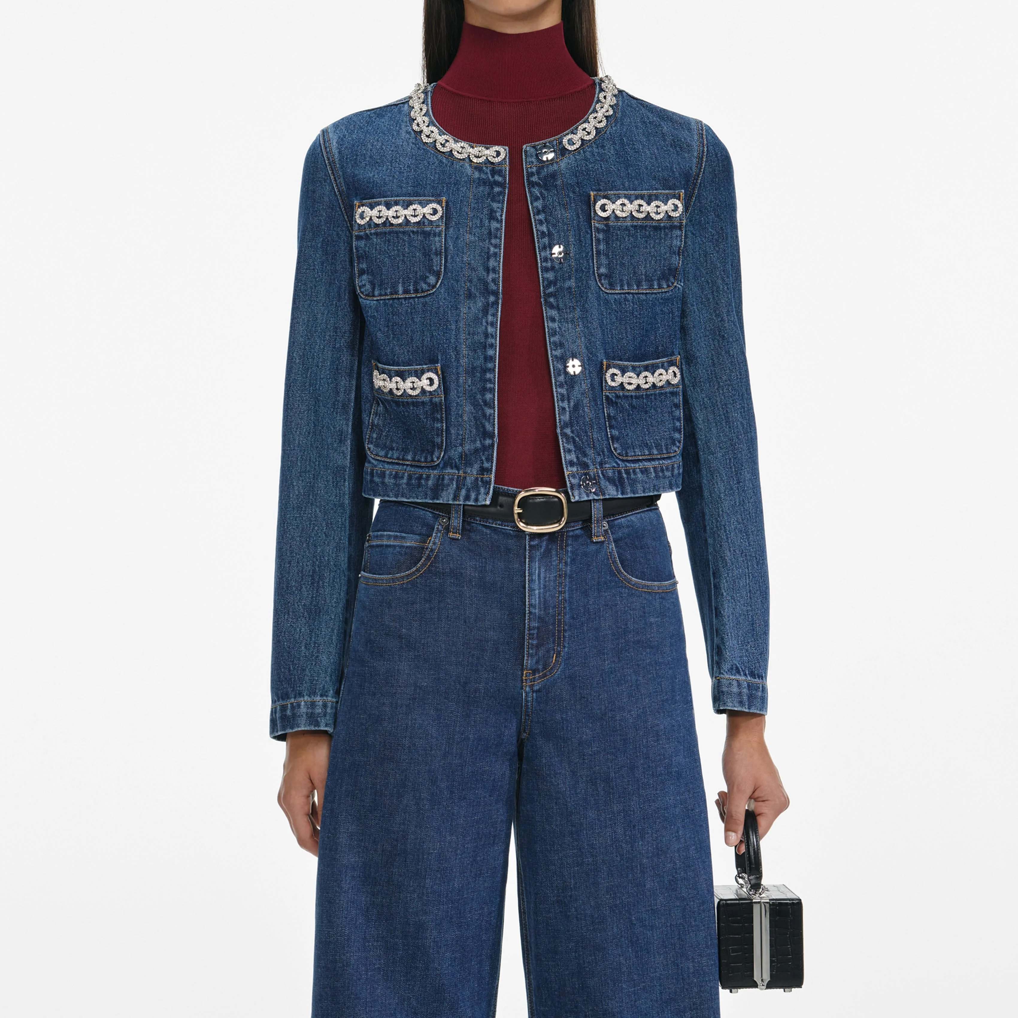 Crystal Trim Denim Jacket - Image 4