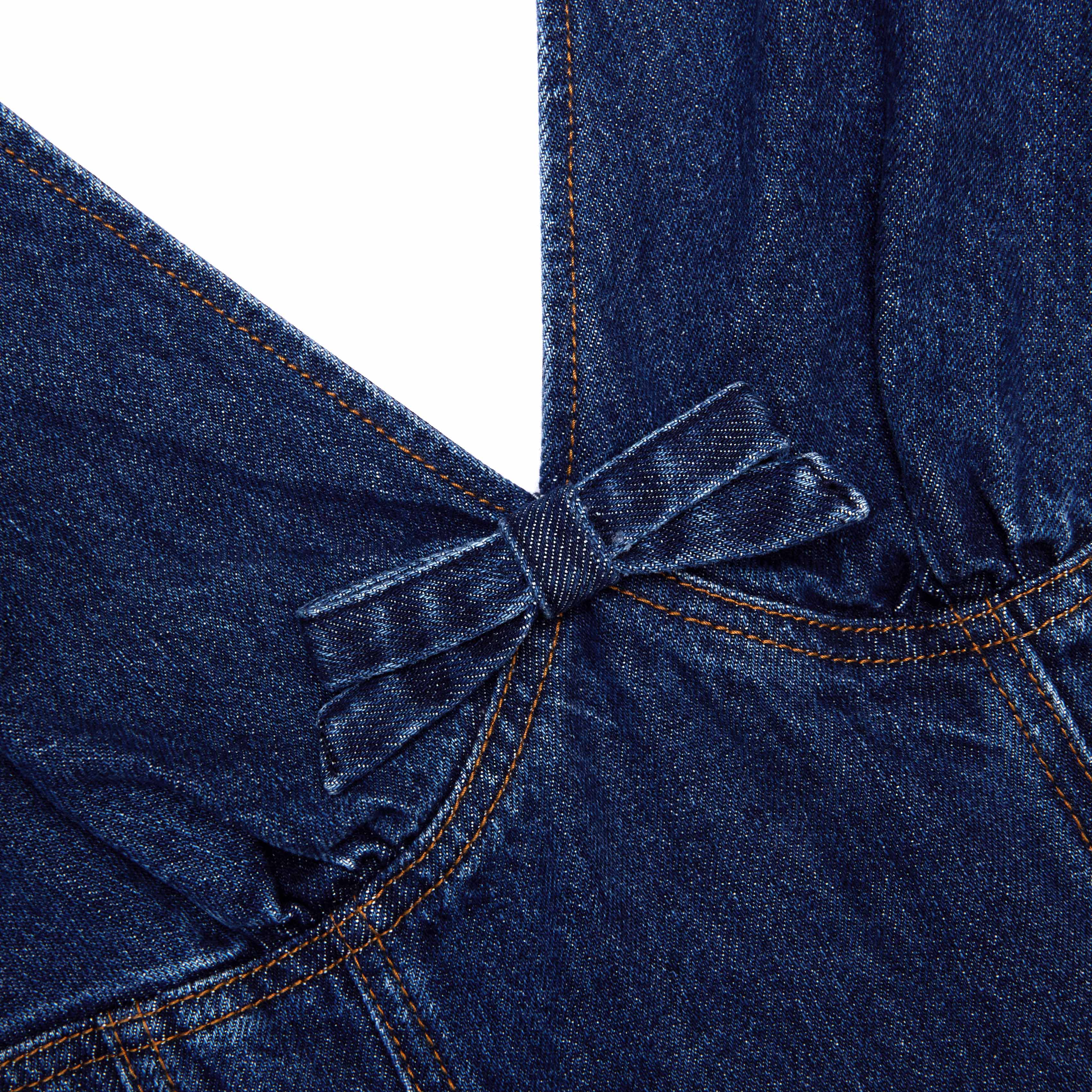 Denim Flared Bow Mini Dress - Image 5