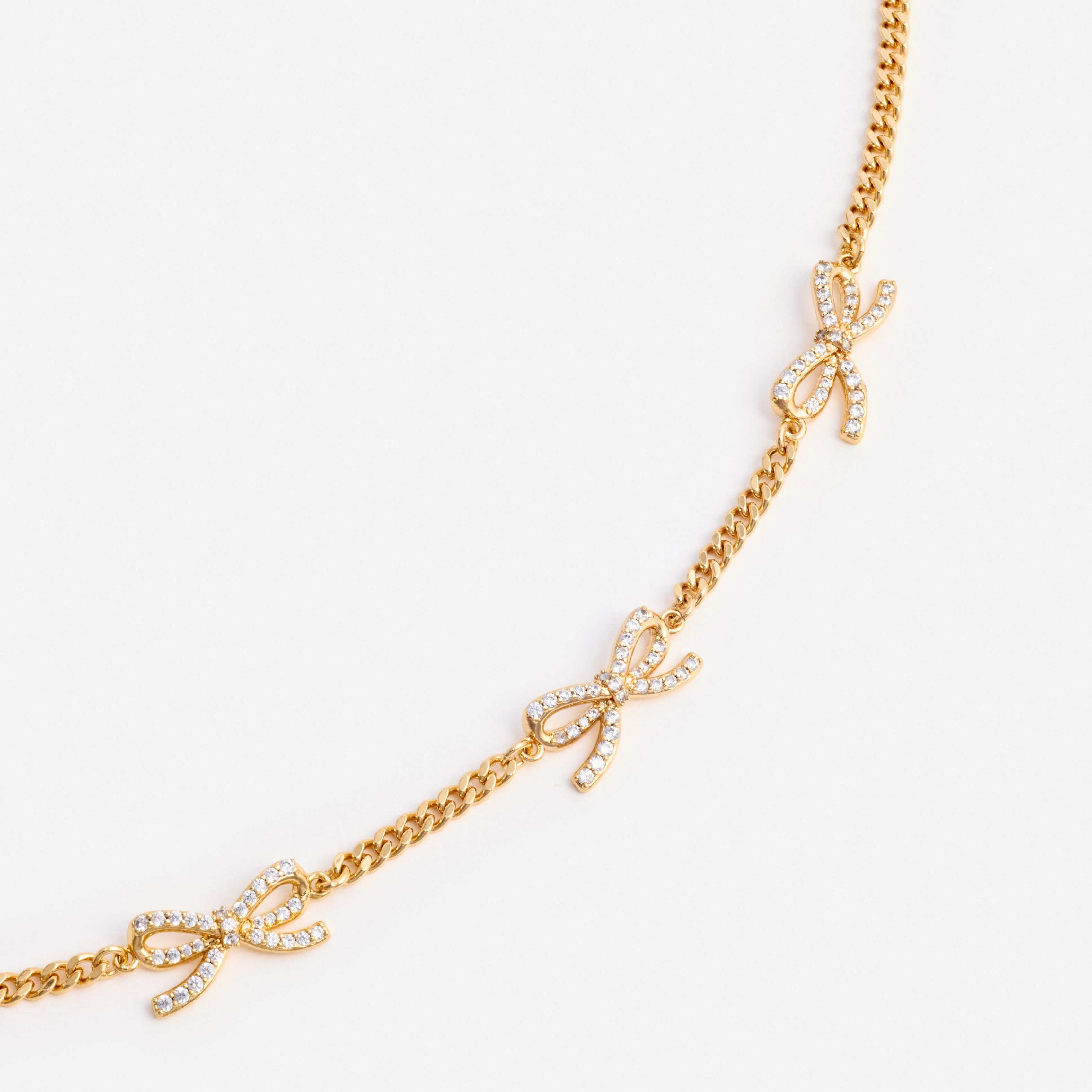 Gold Crystal Bow Necklace - Image 3