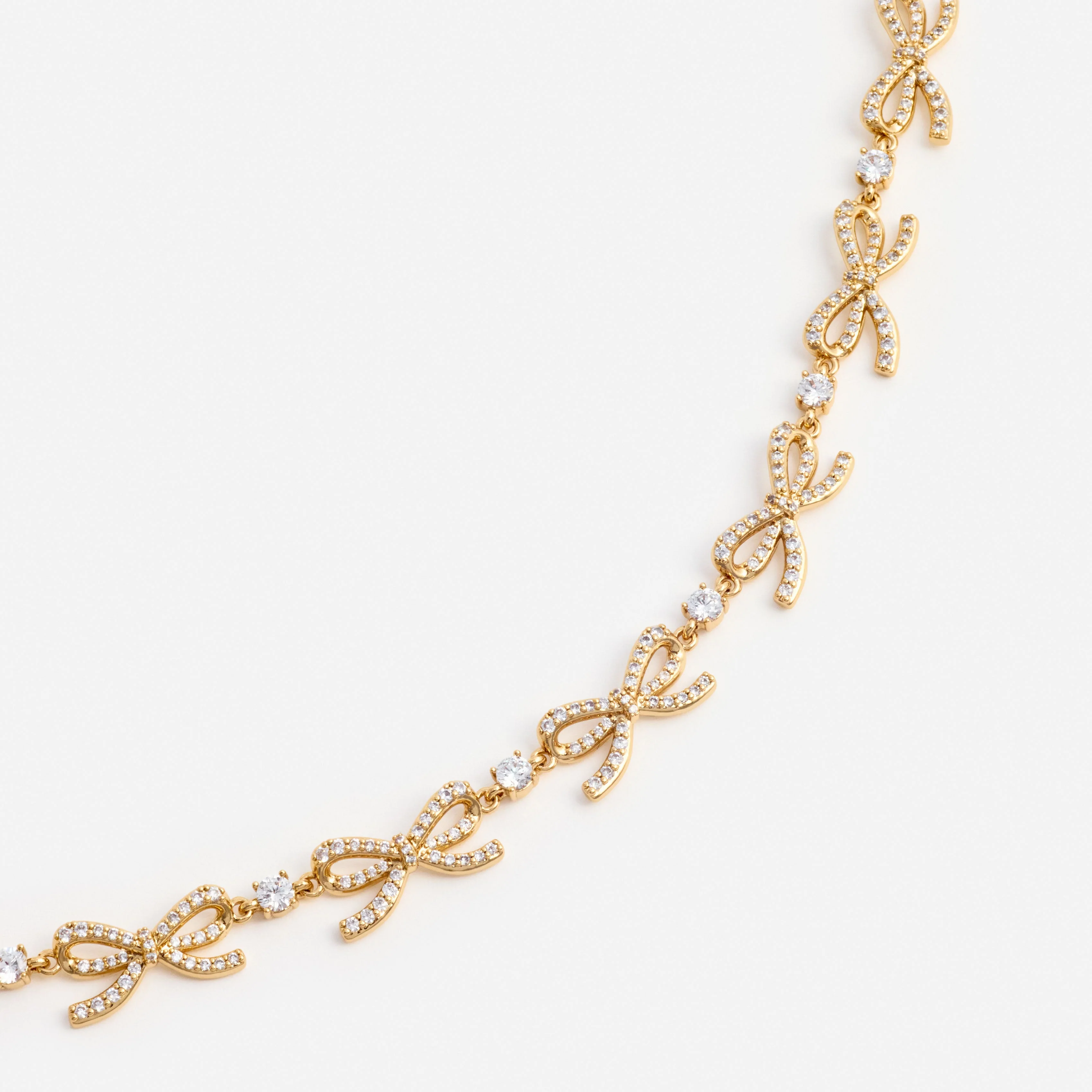 Gold Crystal Bows Necklace - Image 3