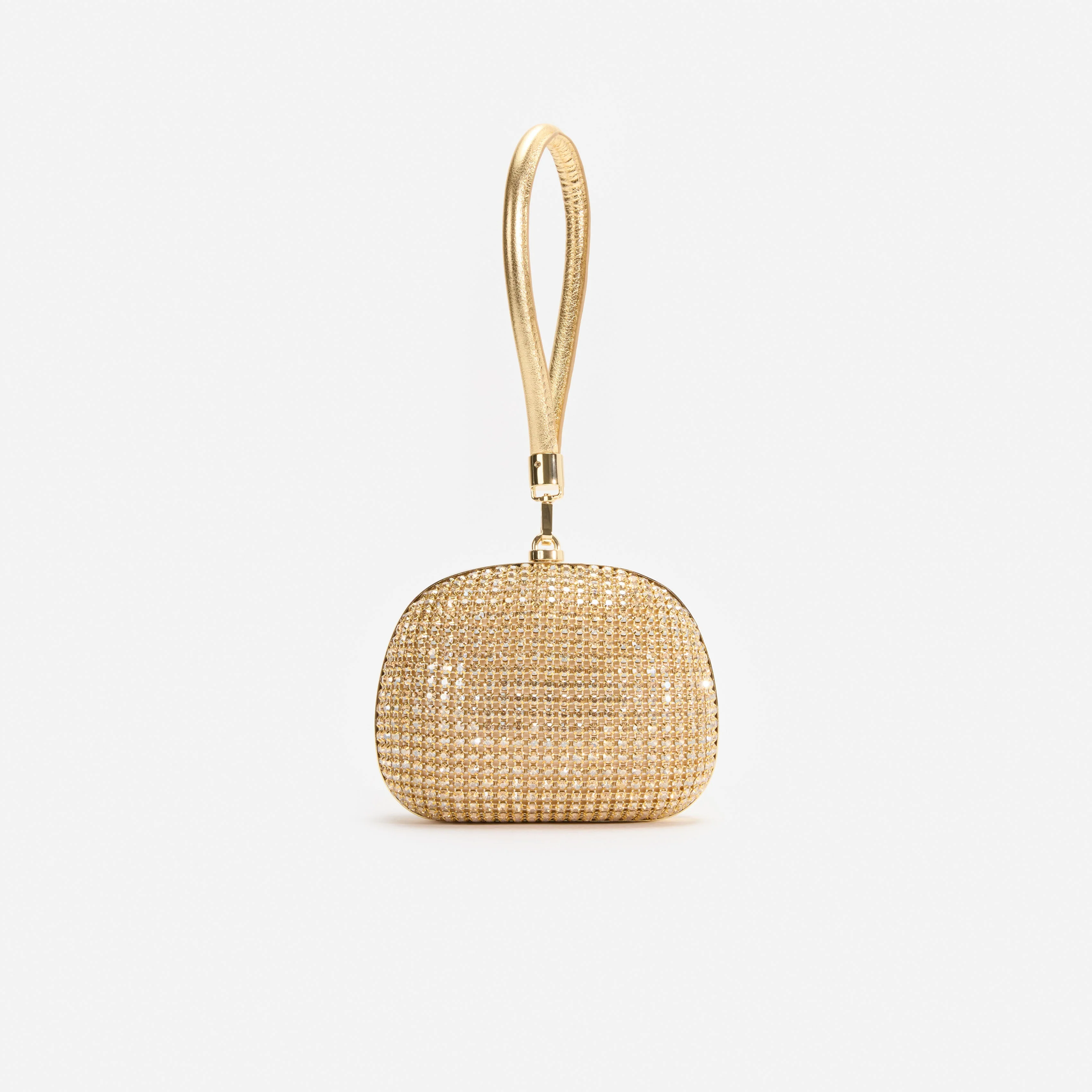 Gold Crystal Top Handle Clutch Bag - Image 3