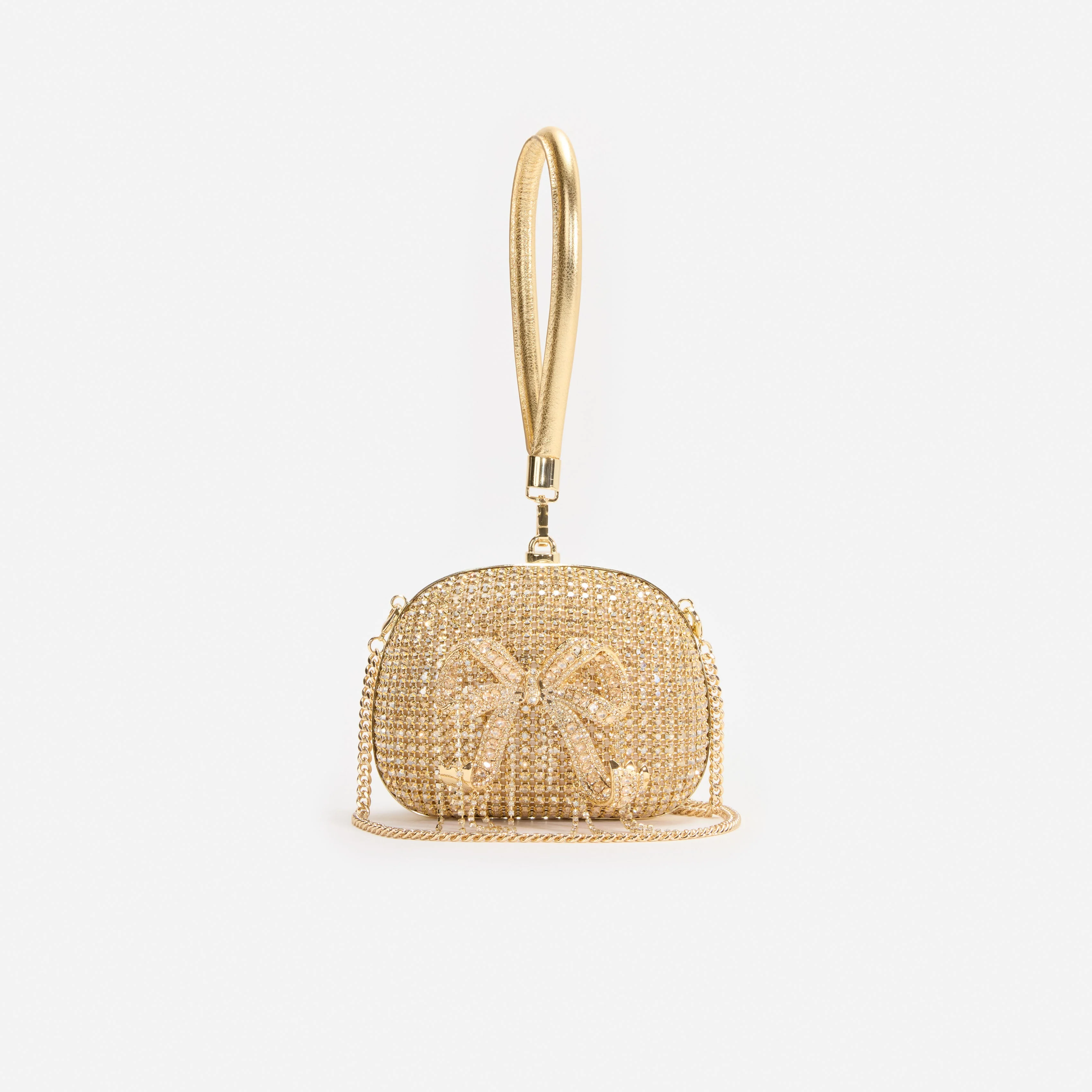 Gold Crystal Top Handle Clutch Bag - Image 4