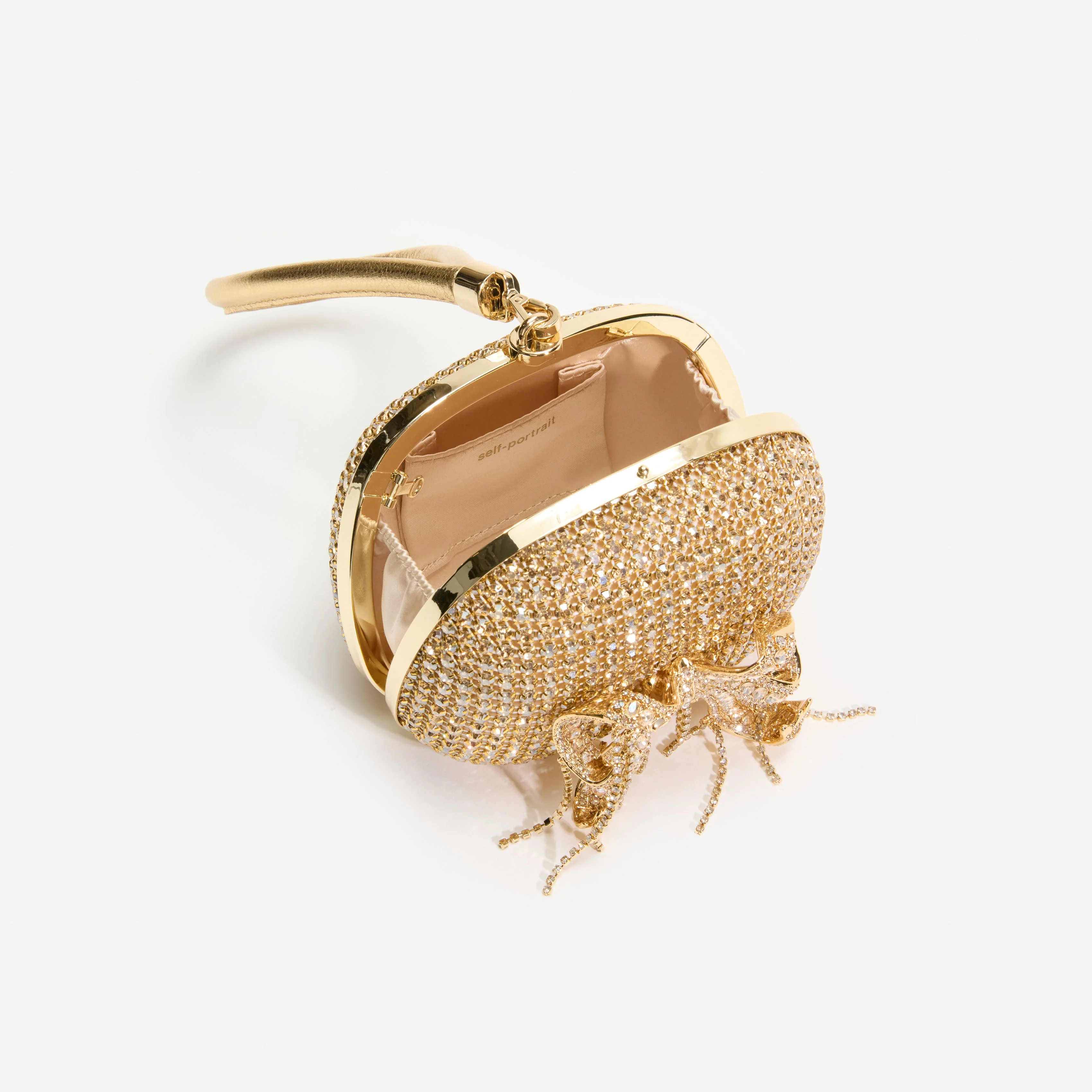 Gold Crystal Top Handle Clutch Bag - Image 5