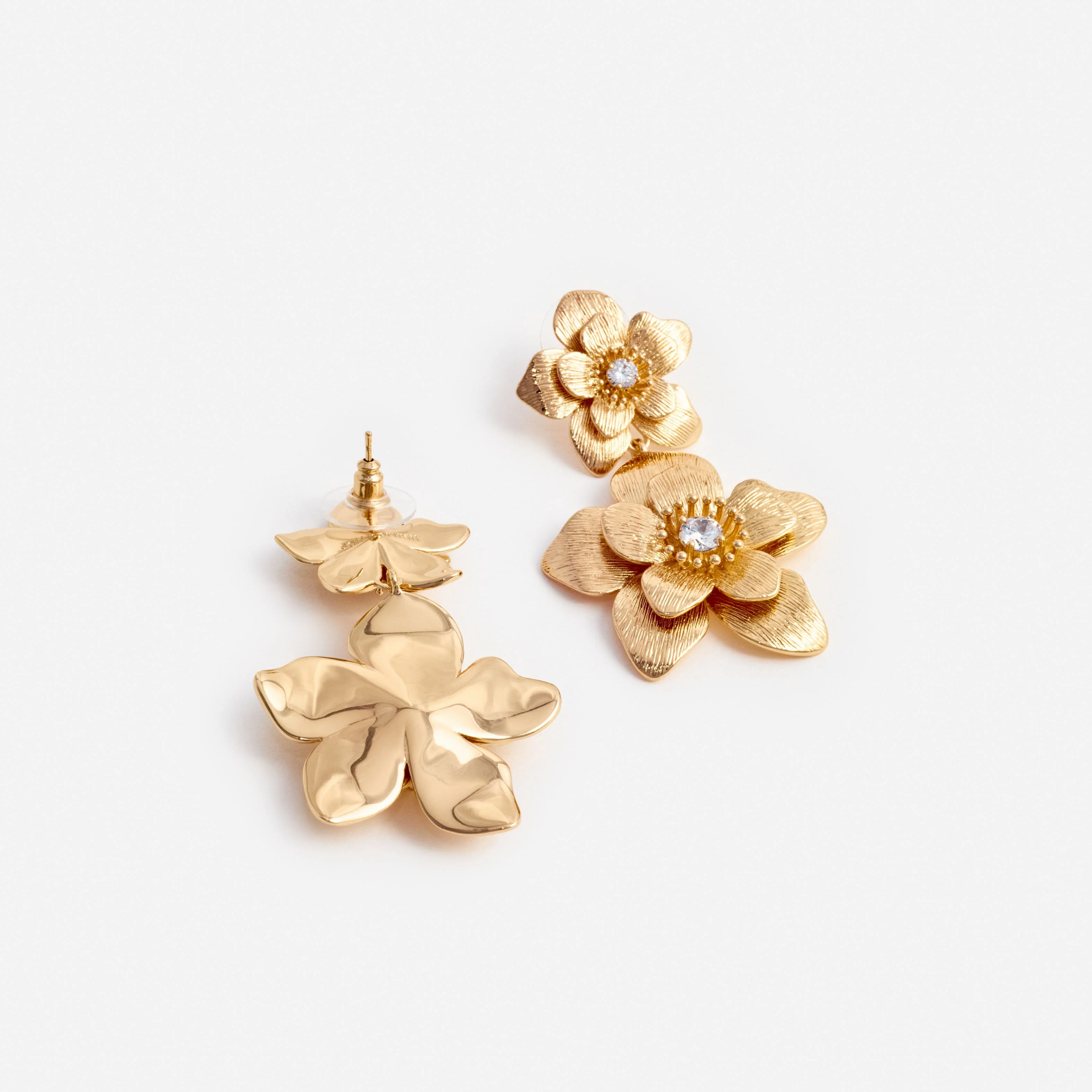 Gold Flower Tiered Earrings - Image 3