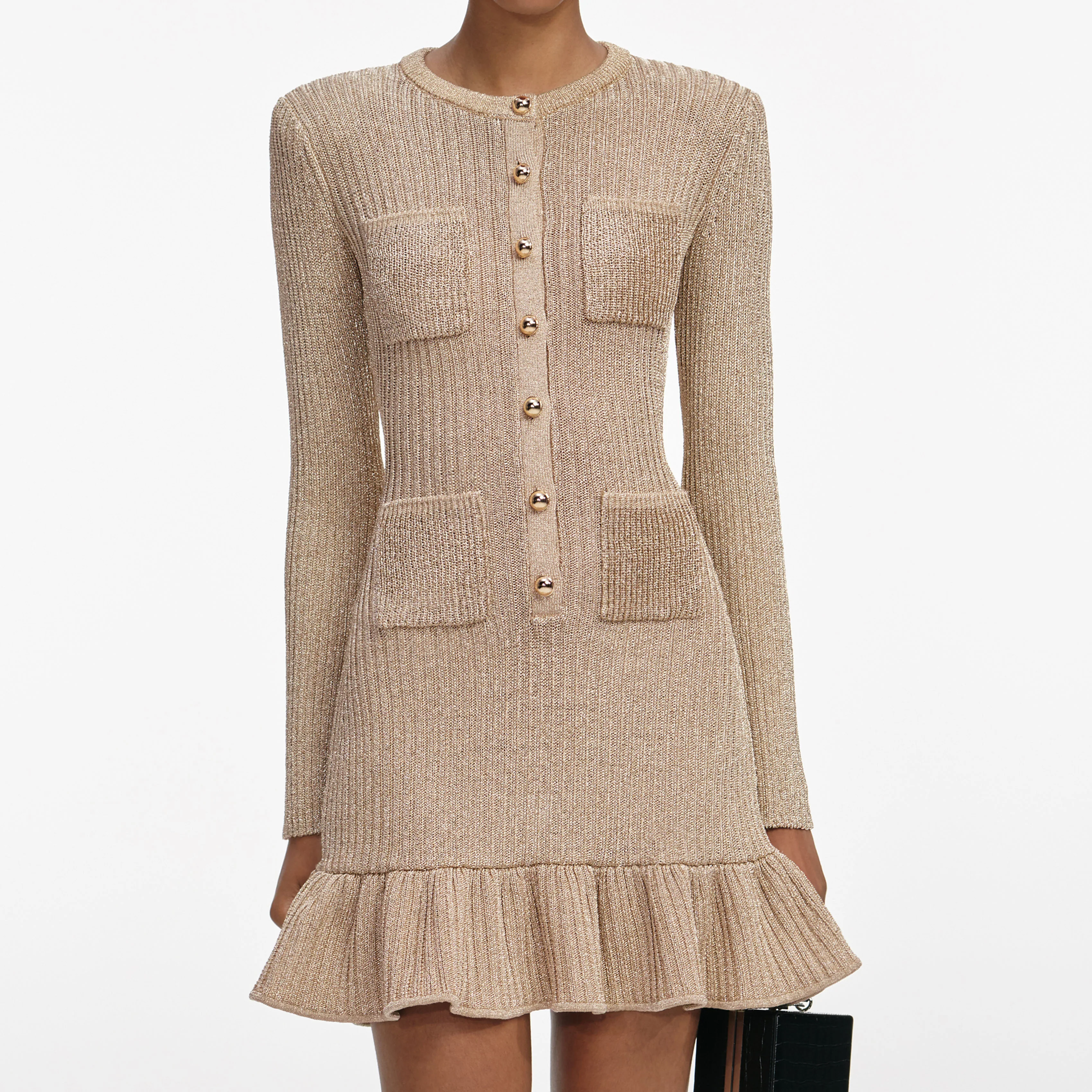 Gold Lurex Knit Mini Dress - Image 4