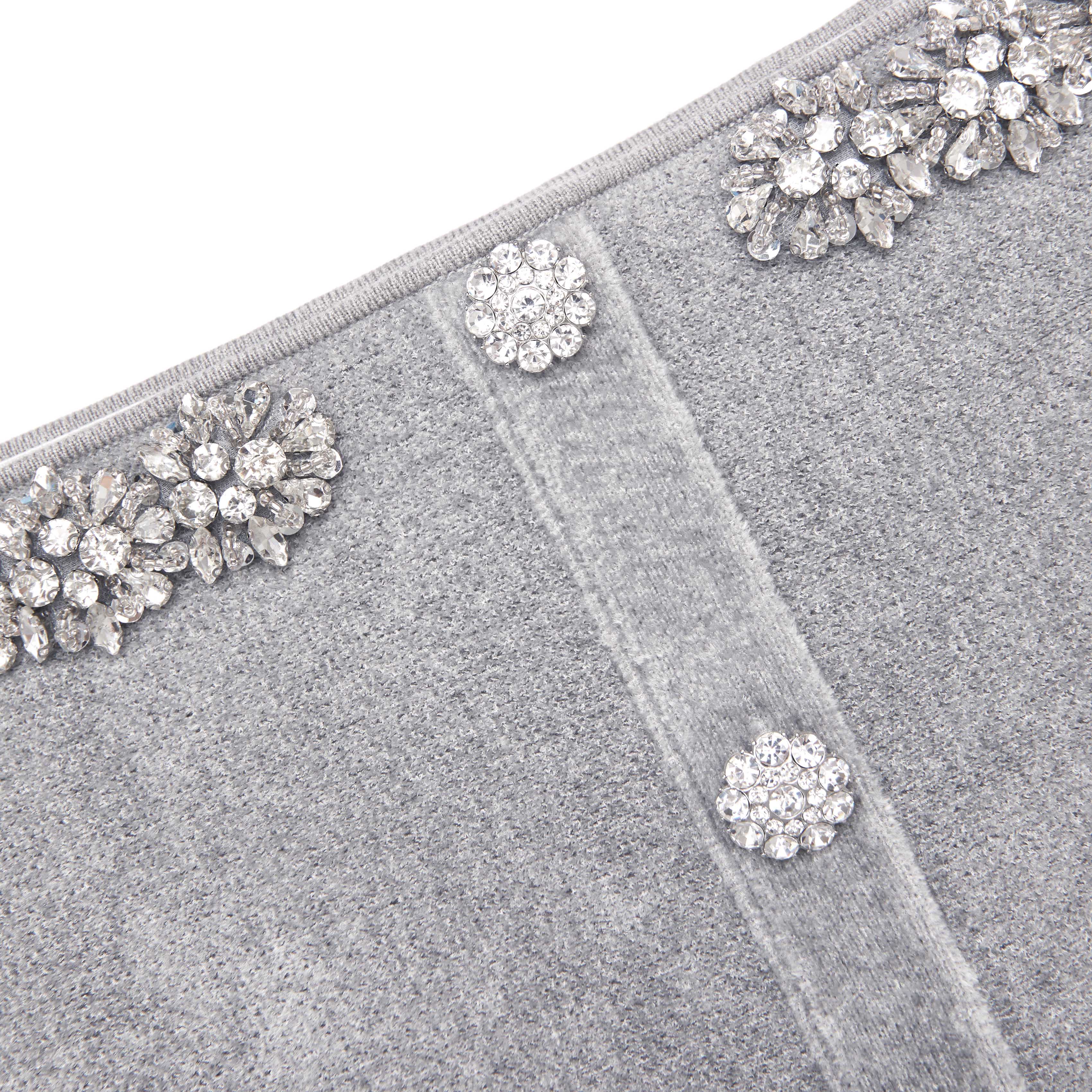 Grey Chenille Knit Crystal Trim Top - Image 5