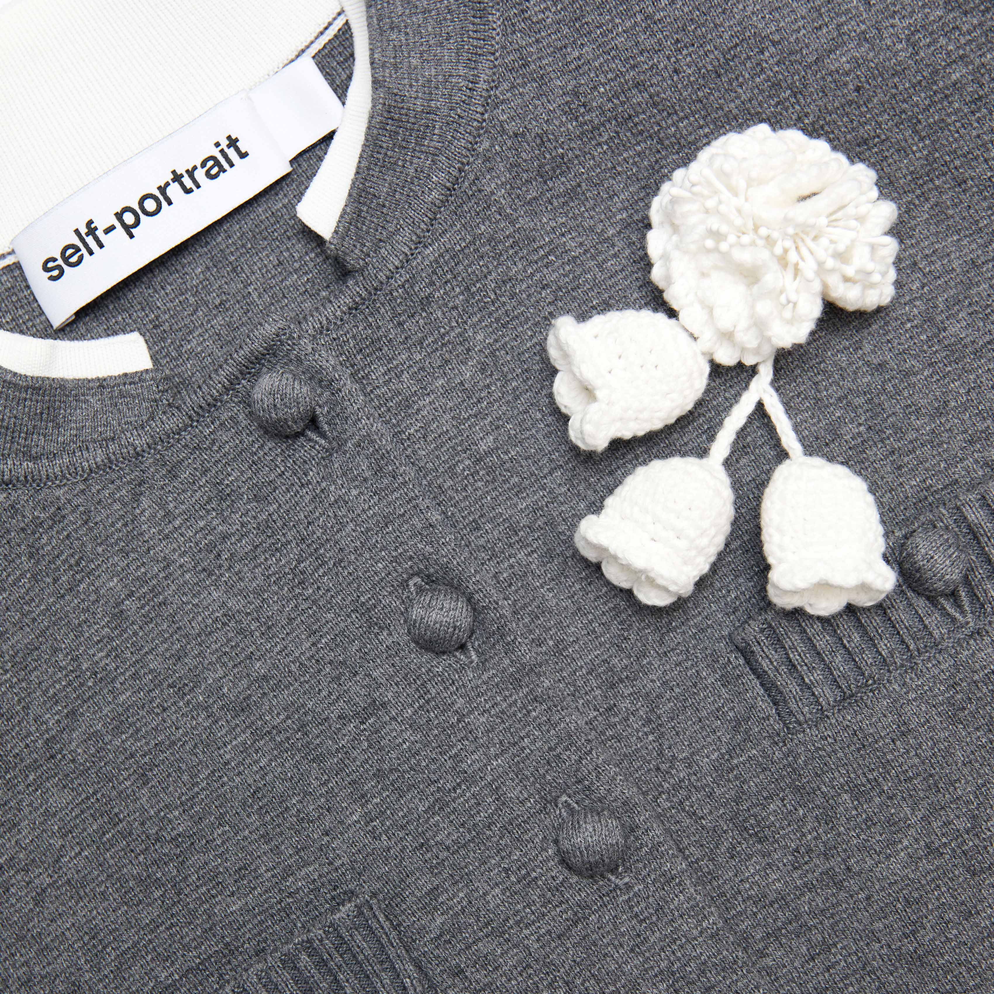 Grey Crochet Flower Cardigan - Image 5