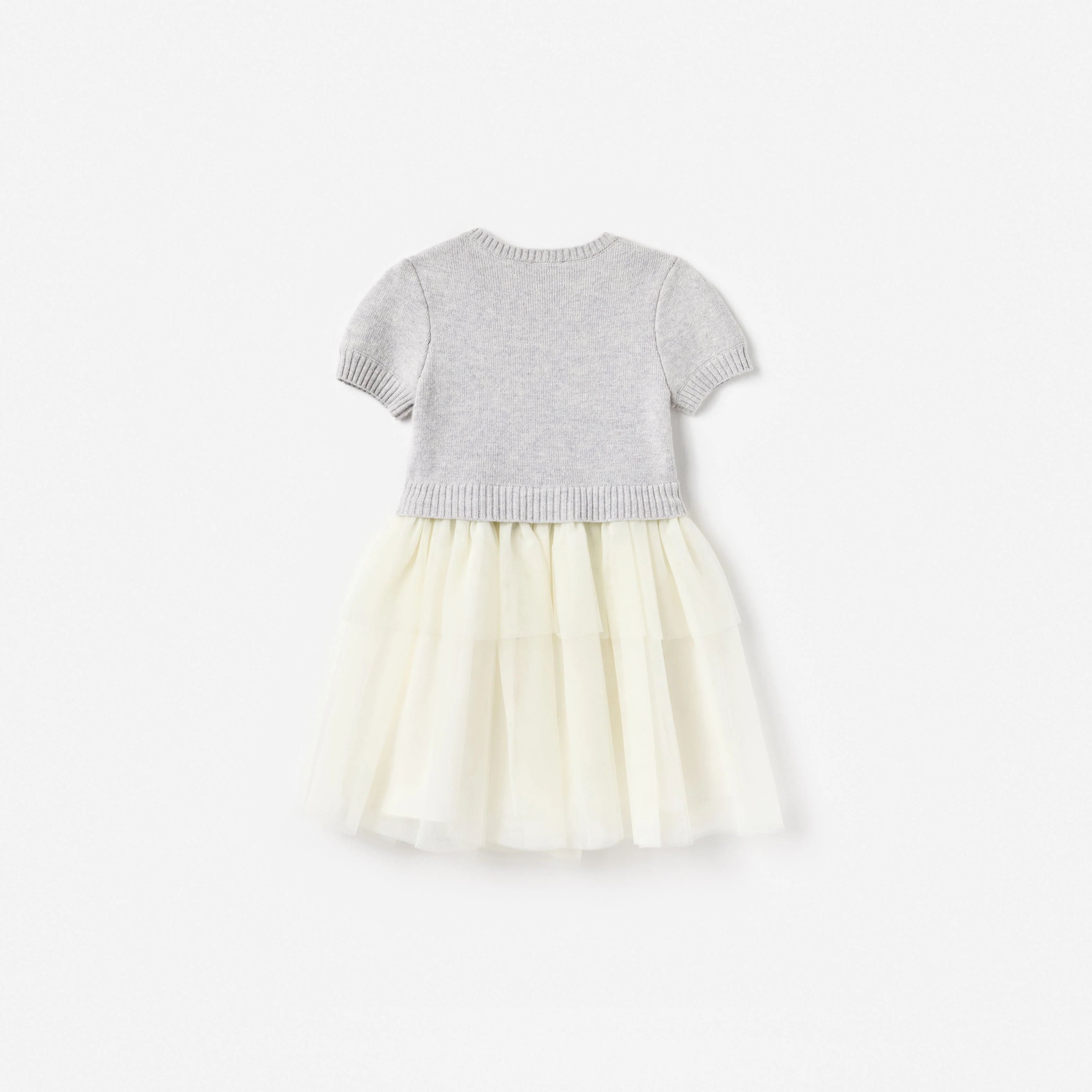 Grey Knit Tulle Dress - Image 2