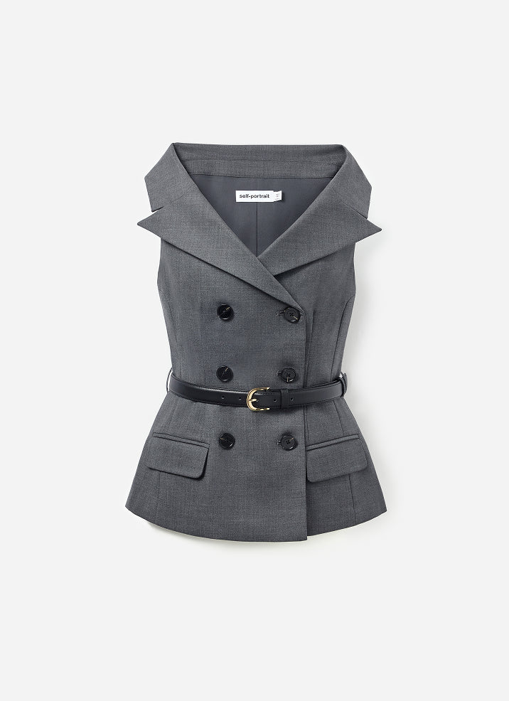Grey Wool Tailored Top - Image 6