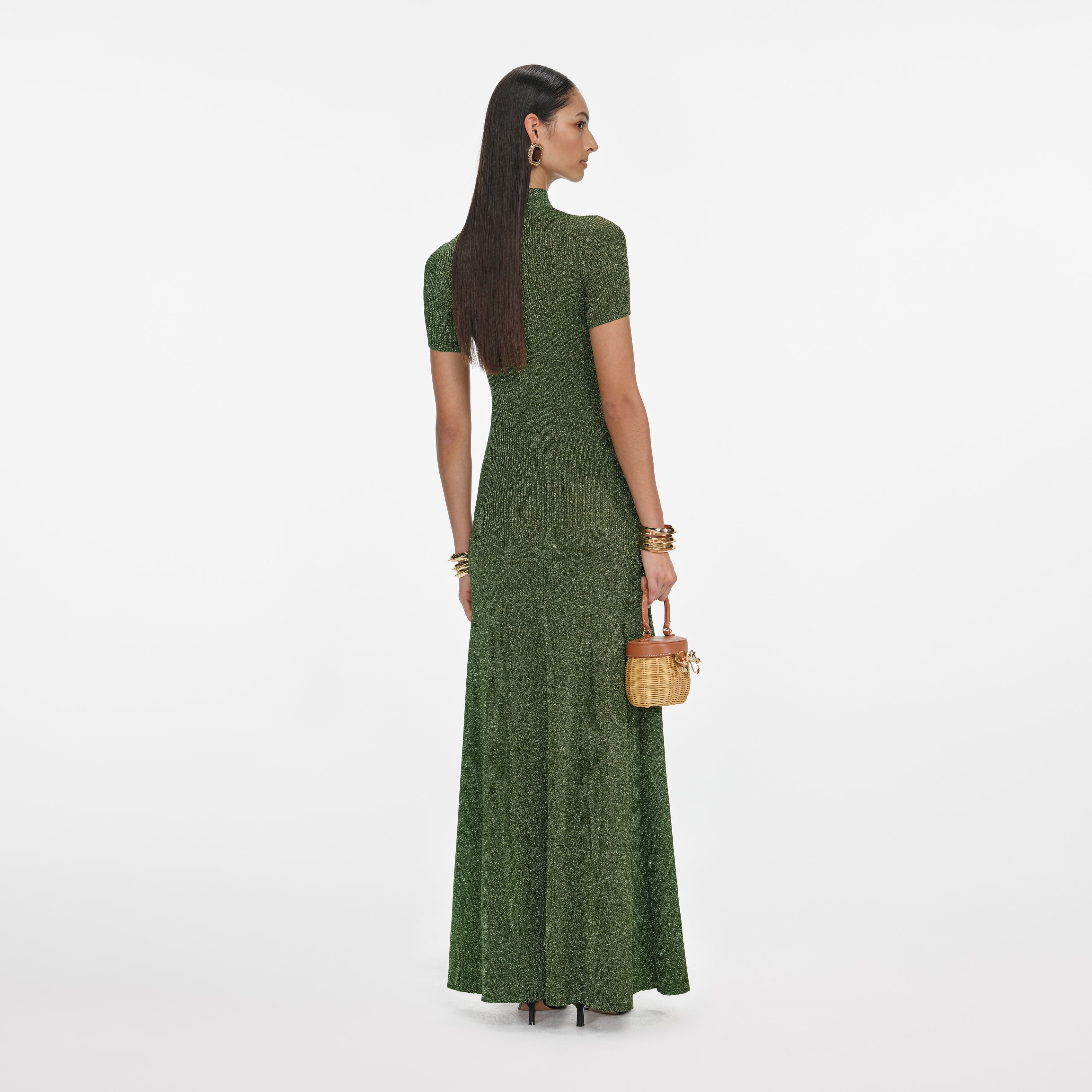 Khaki Lurex Knit Maxi Dress - Image 3