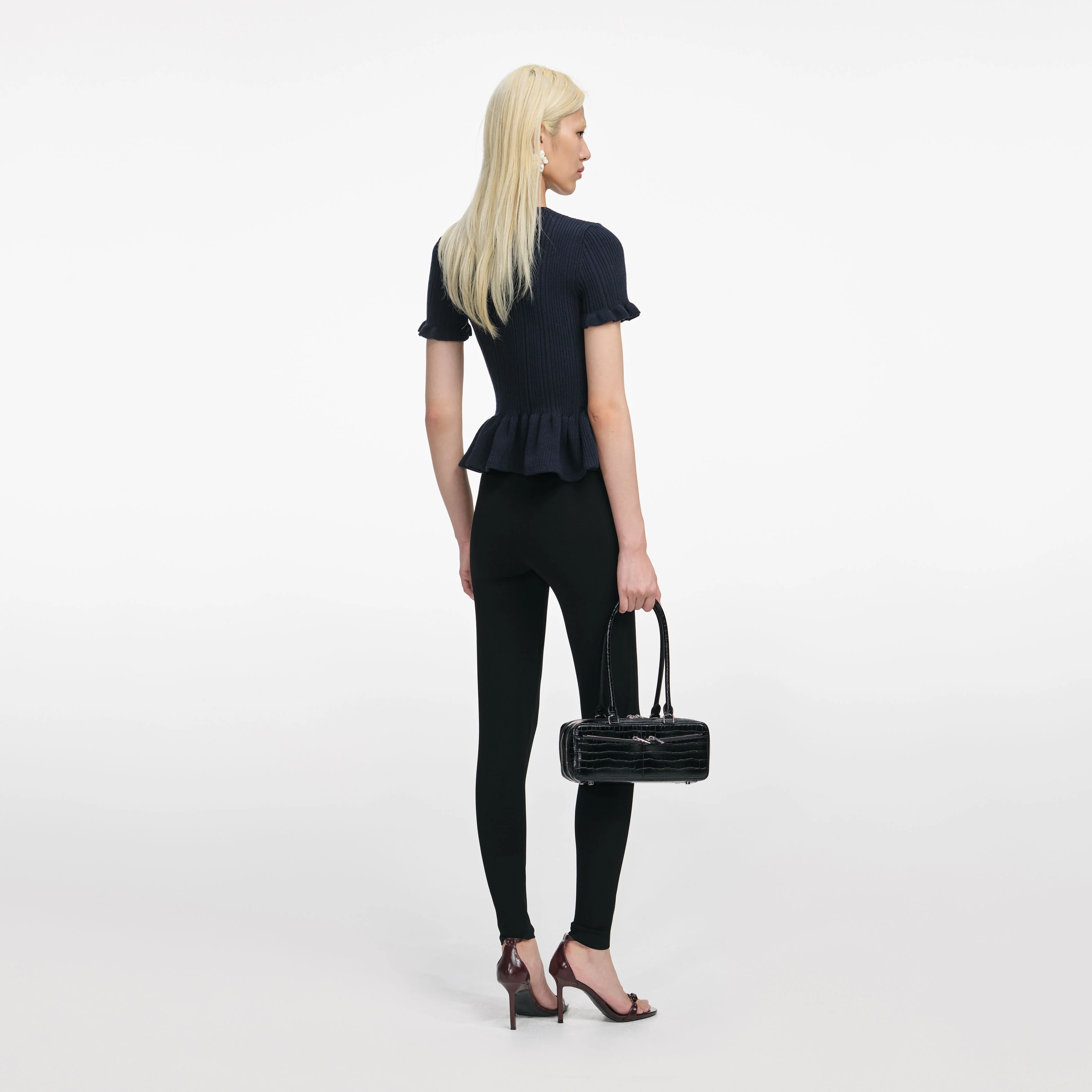 Navy Asymmetric Knit Top - Image 3