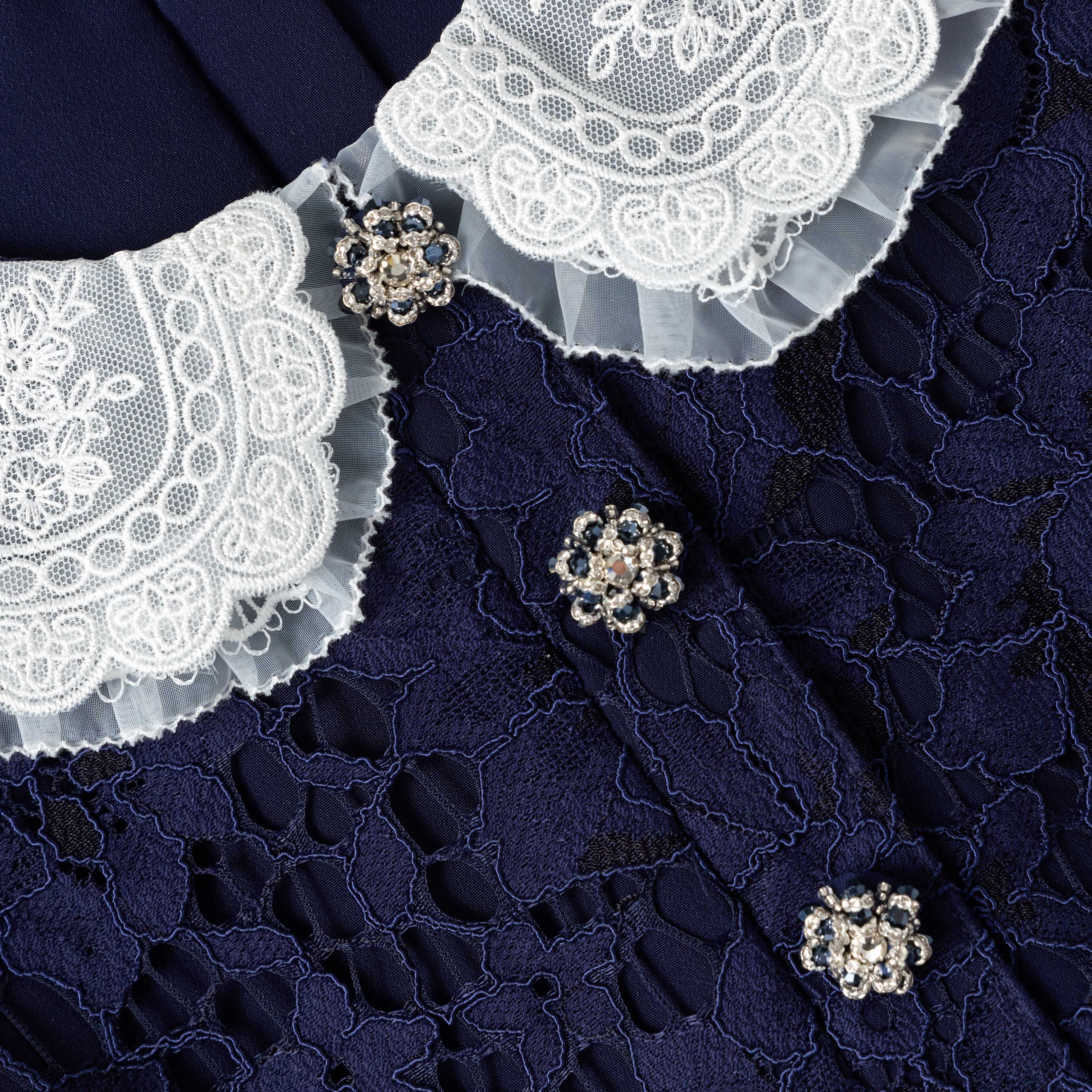 Navy Floral Lace Dress - Image 4