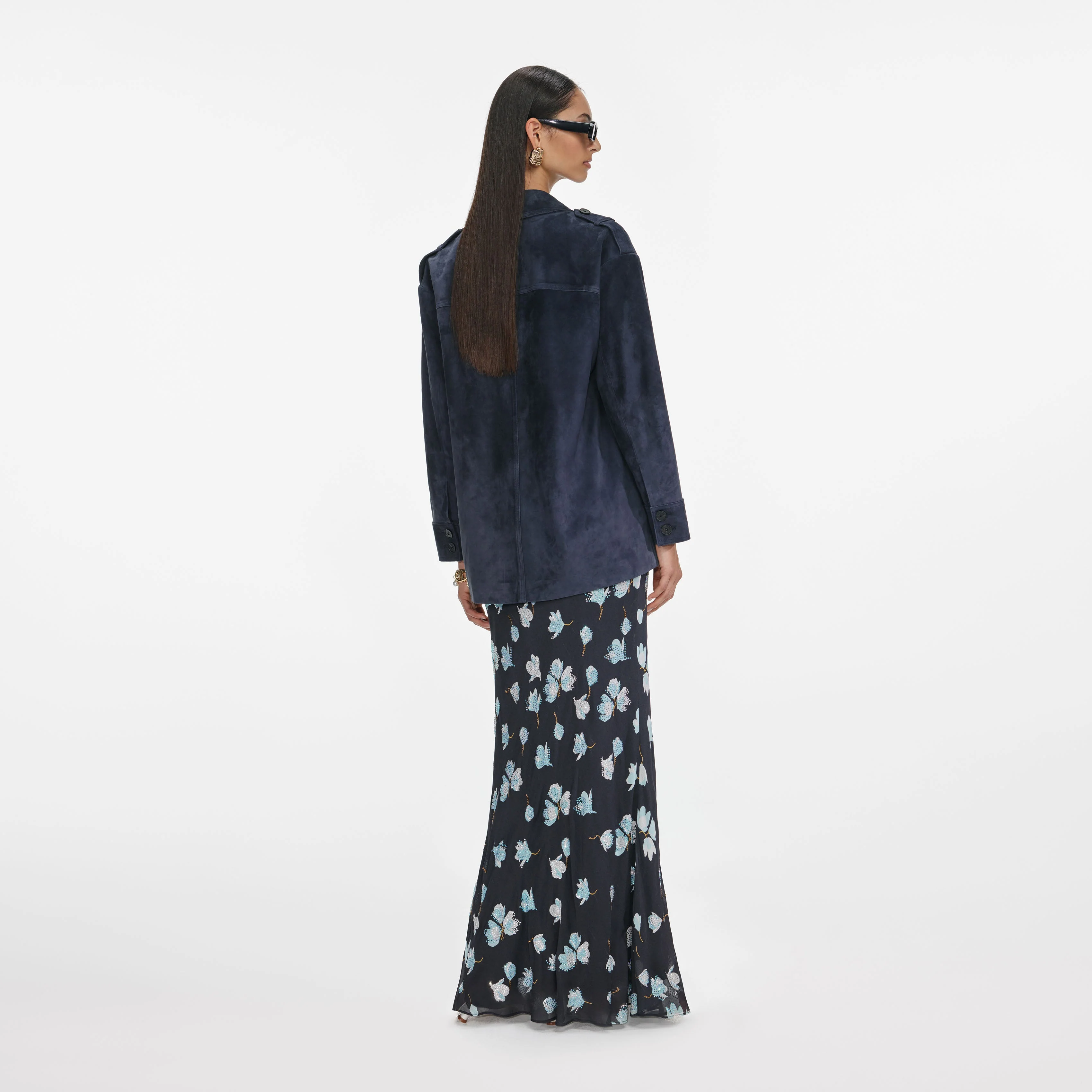 Navy Suede Oversized Jacket - Image 3