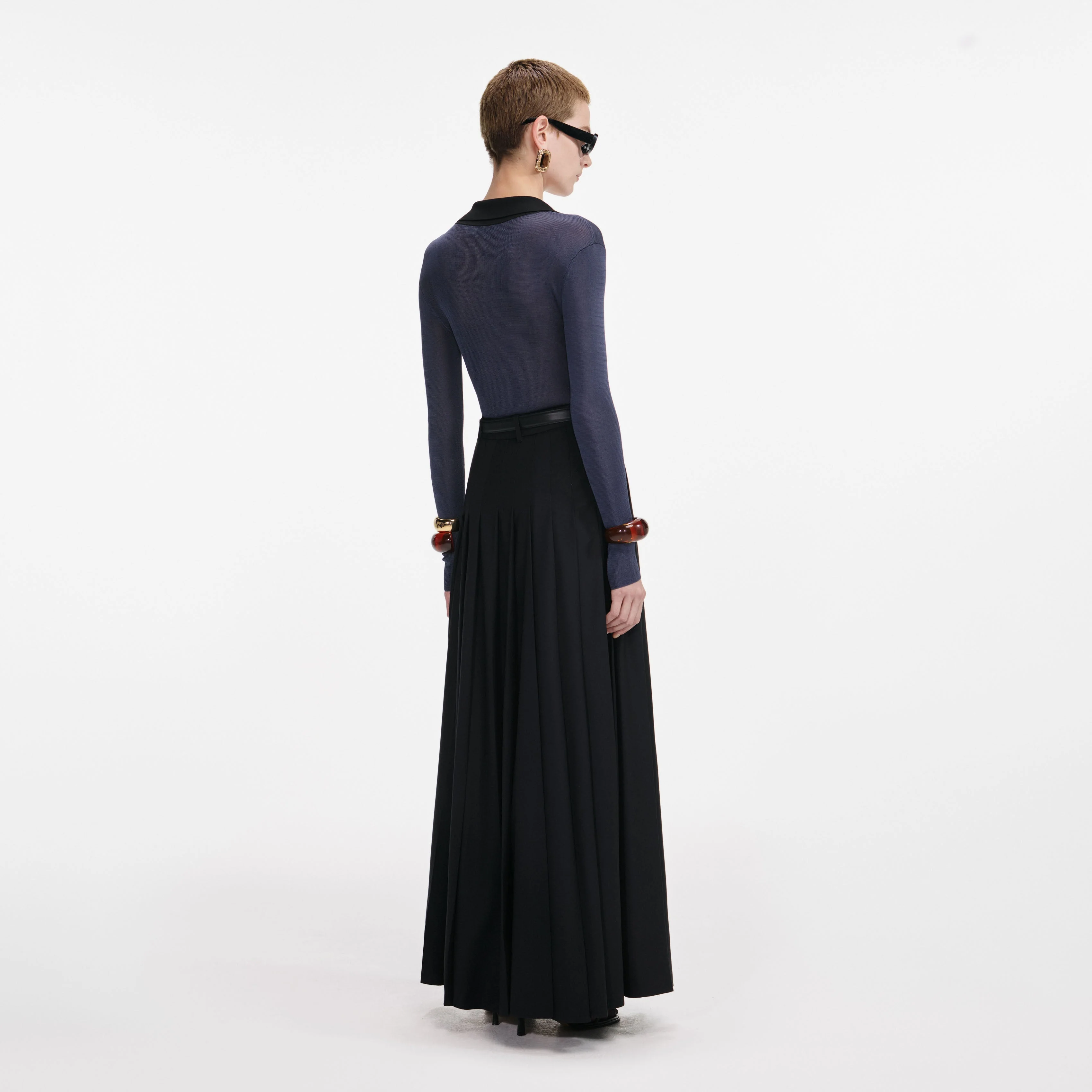 Navy Viscose Knit Bodysuit - Image 3