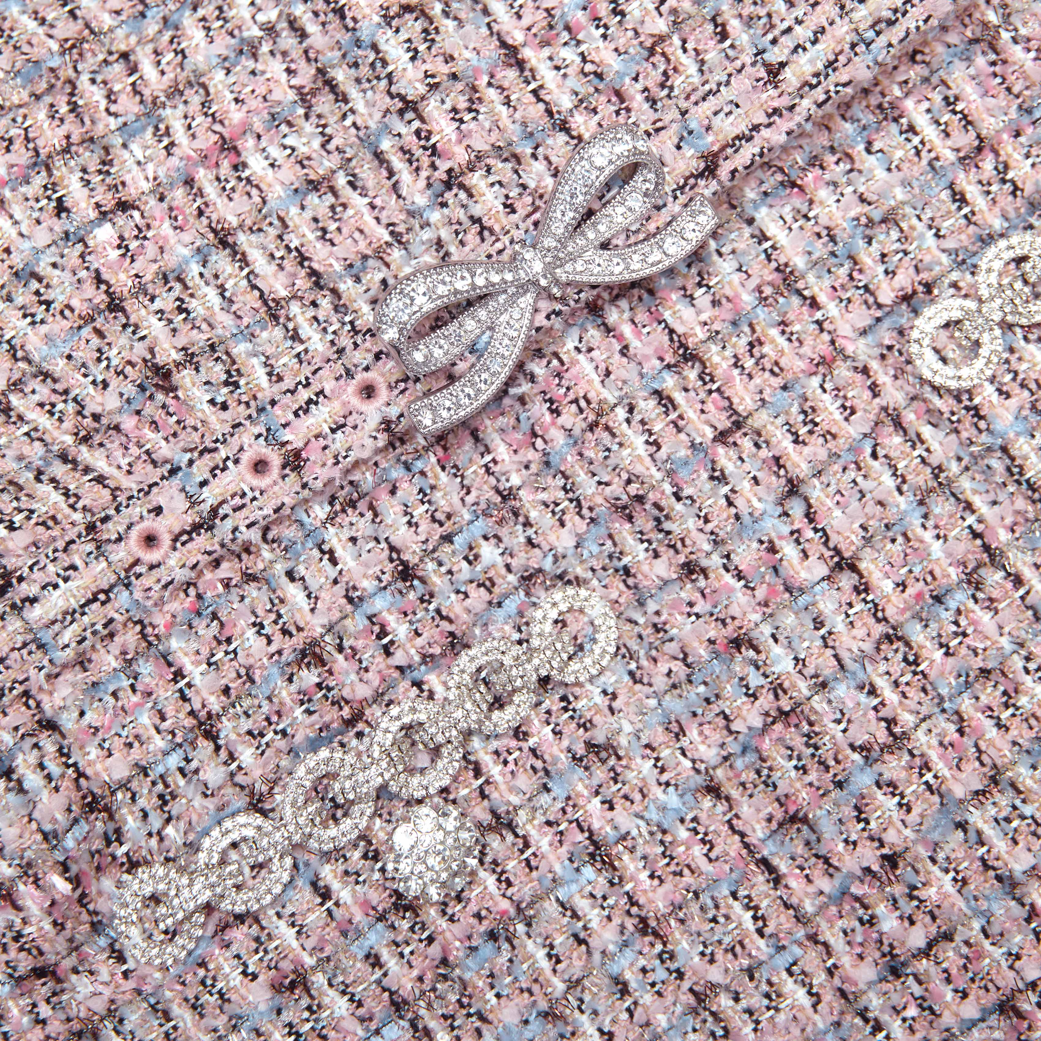 Pink Boucle Chiffon Midi Dress - Image 5
