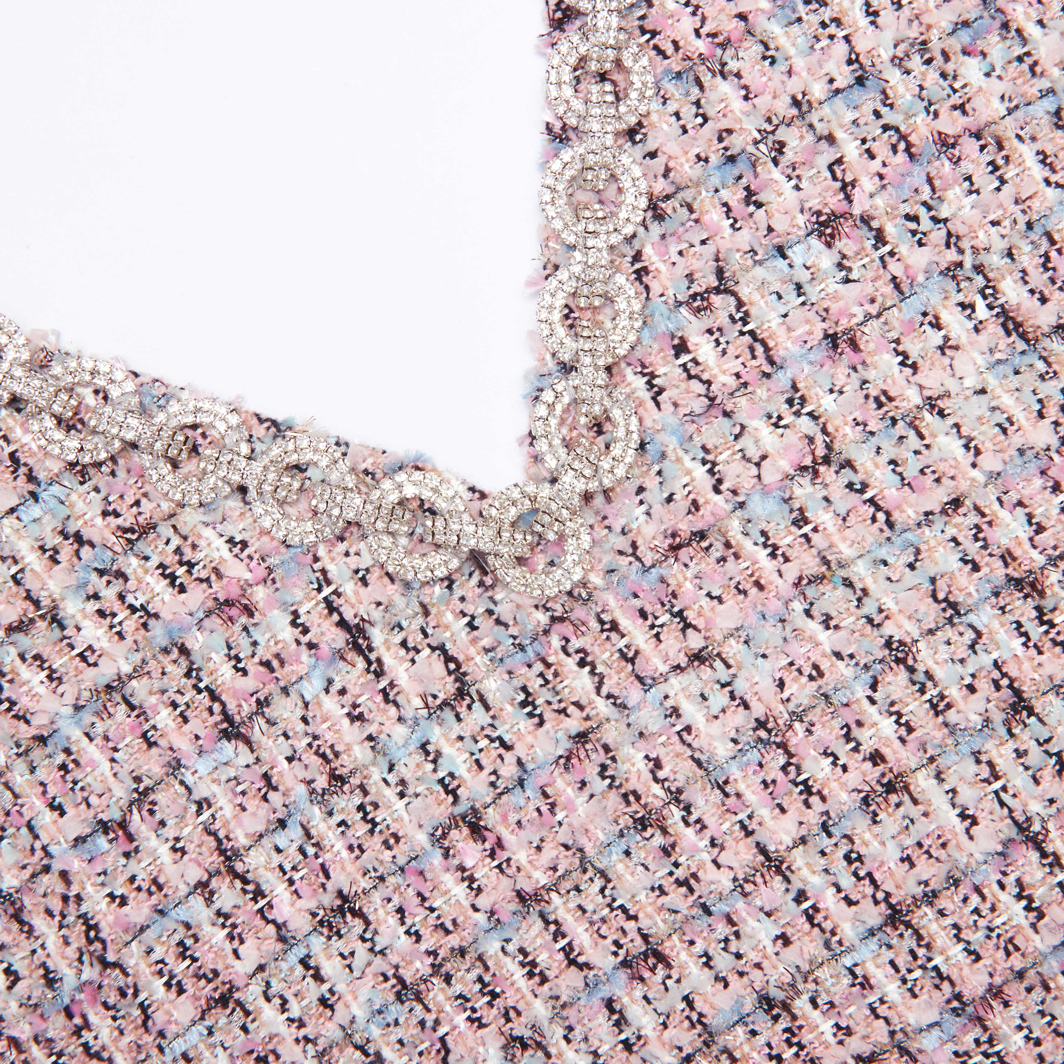 Pink Boucle Fur Hem Mini Dress - Image 5