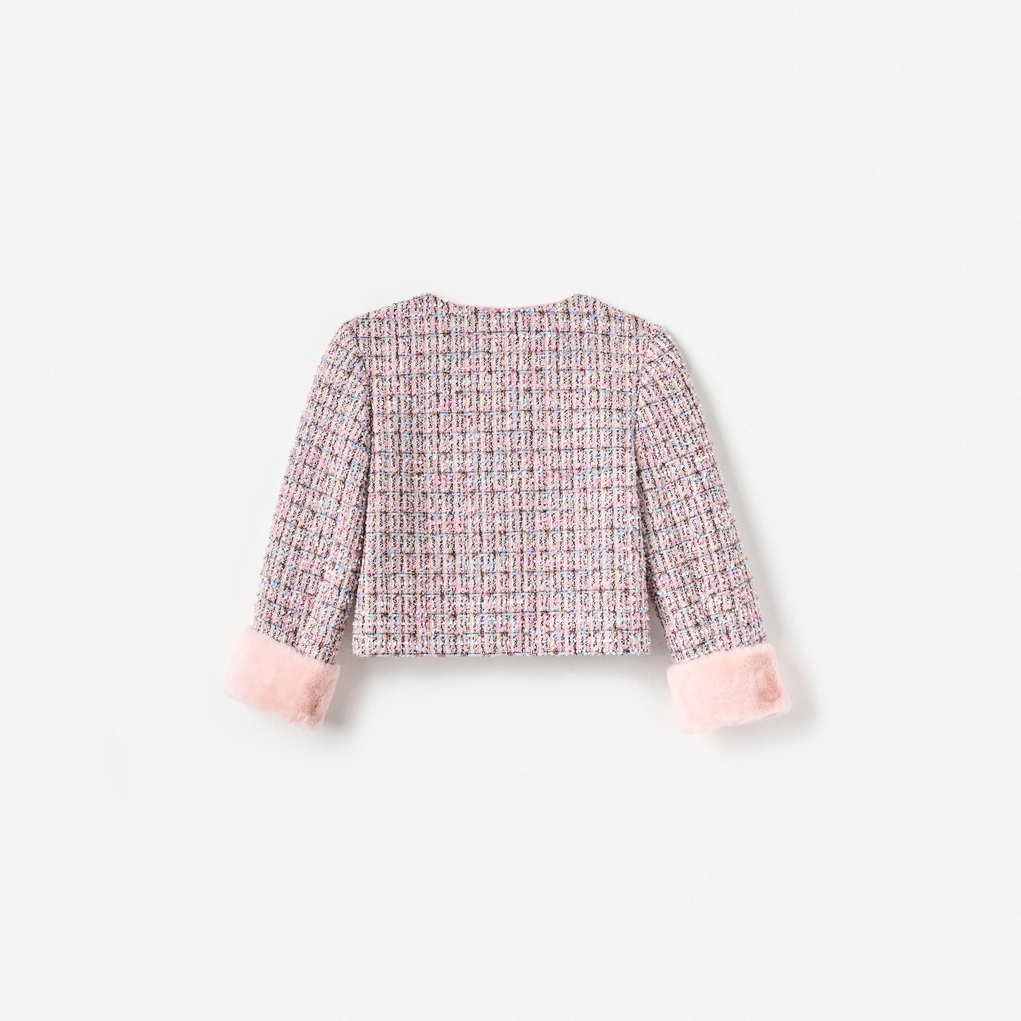 Pink Boucle Fur Jacket - Image 2
