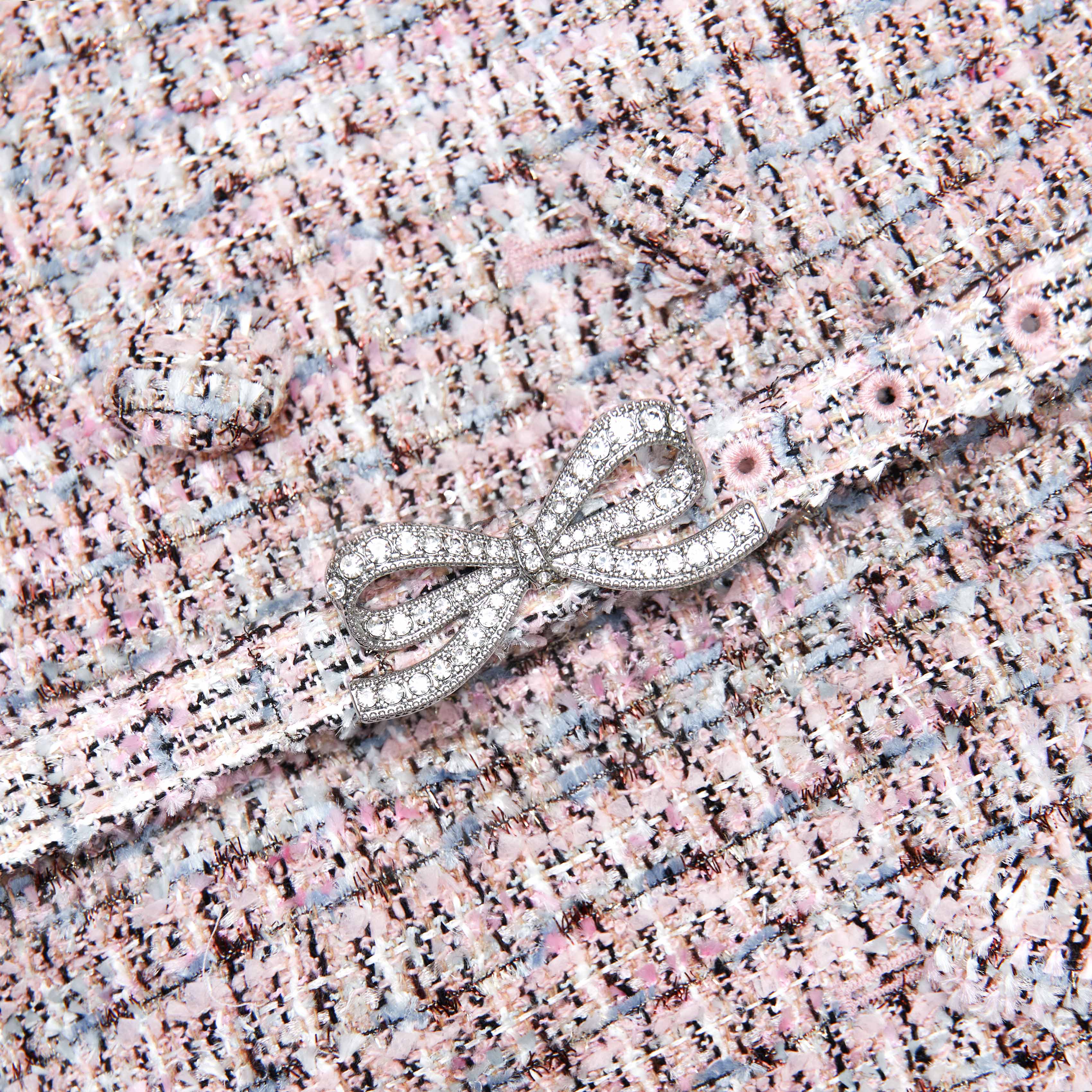 Pink Boucle Metallic Tiered Midi Dress - Image 5