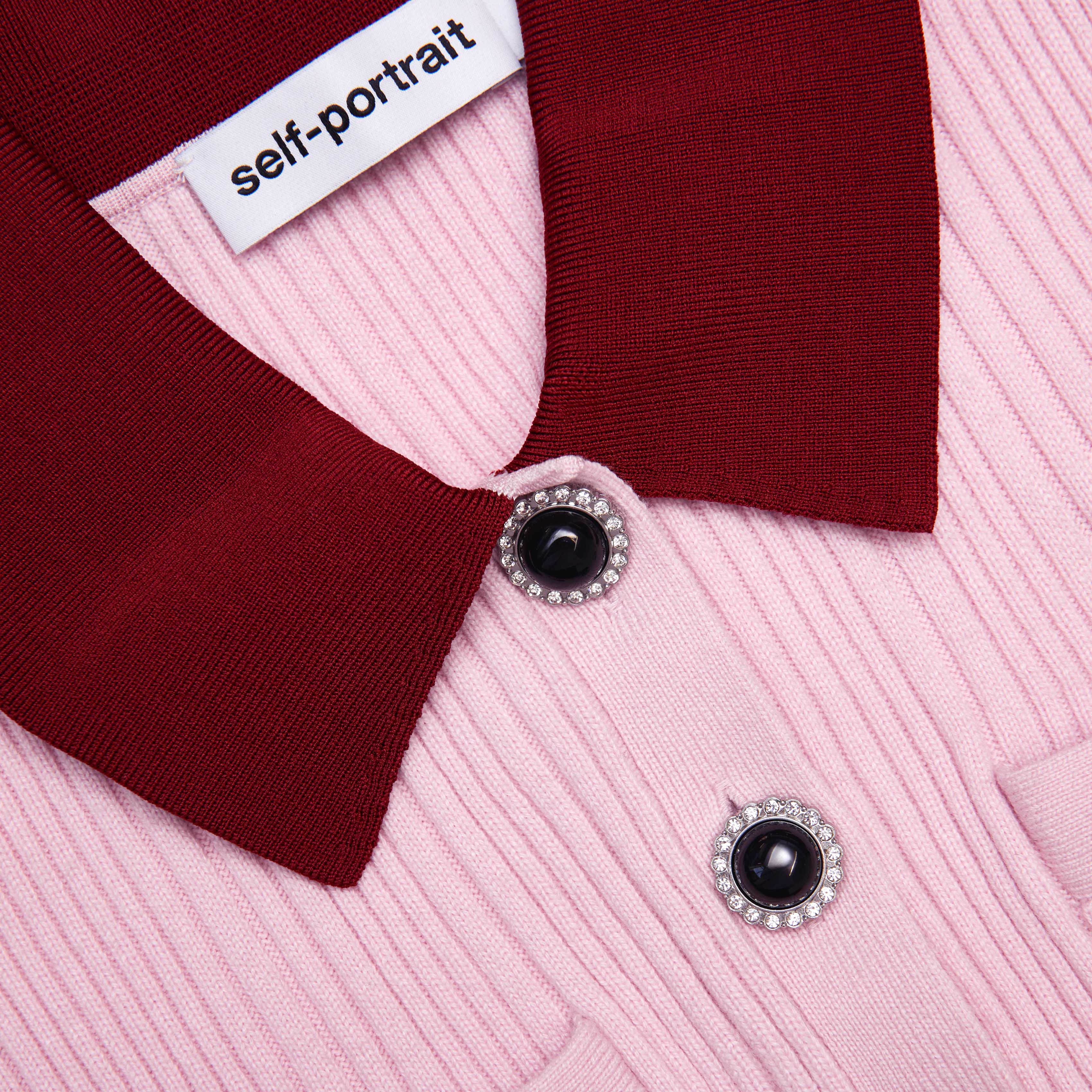 Pink Contrast Collar Knit Mini Dress - Image 5