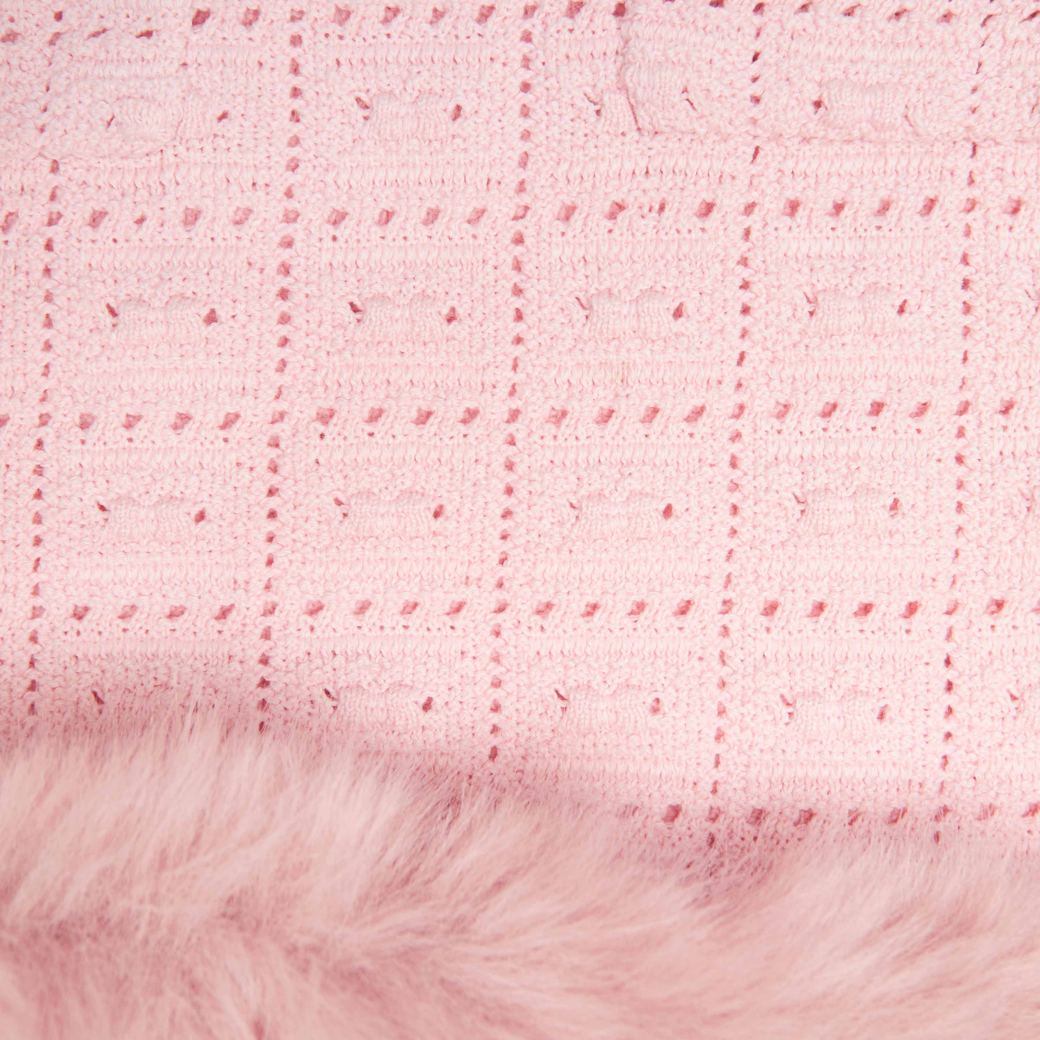 Pink Fur Hem Knit Skirt - Image 5