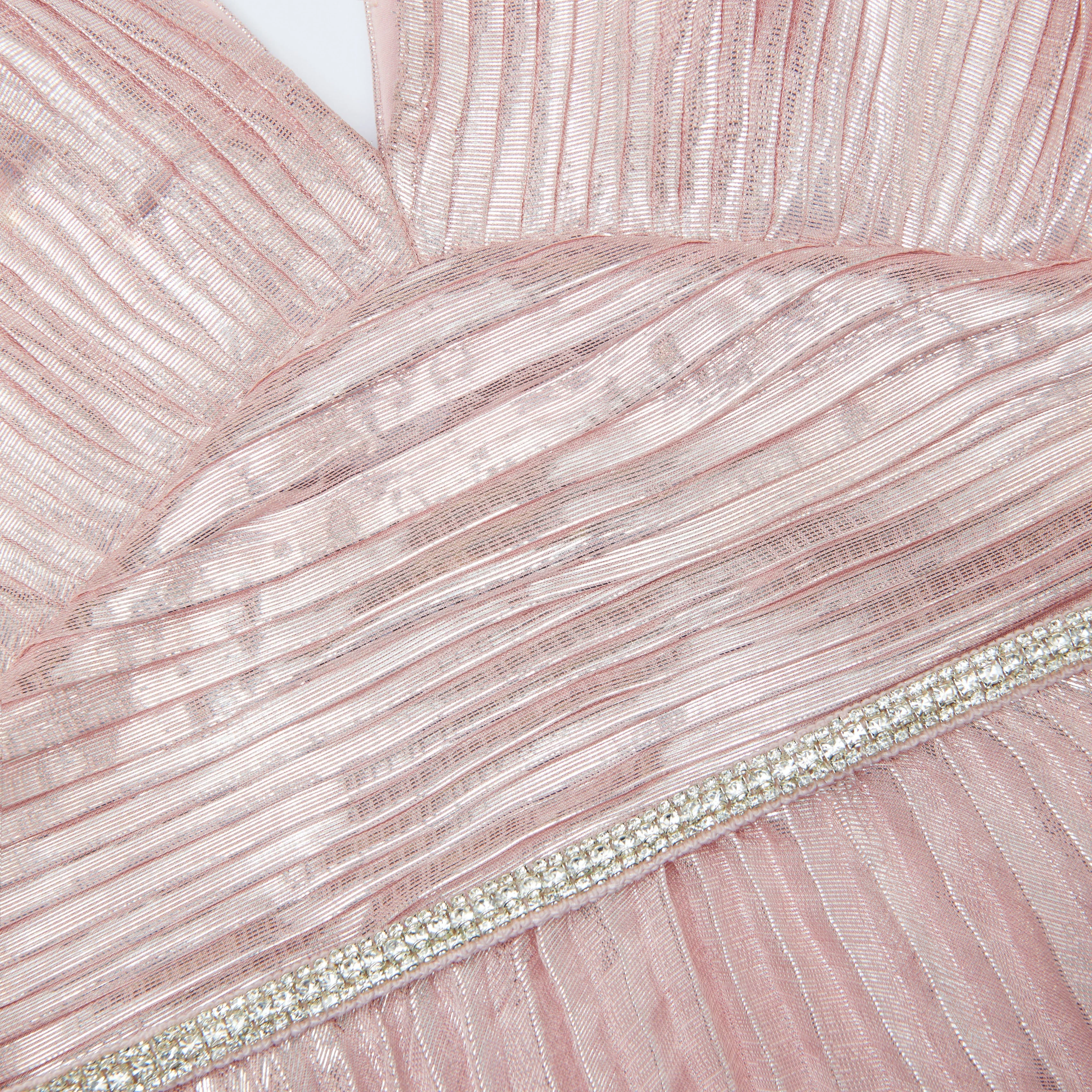 Pink Metallic Tiered Midi Dress - Image 5