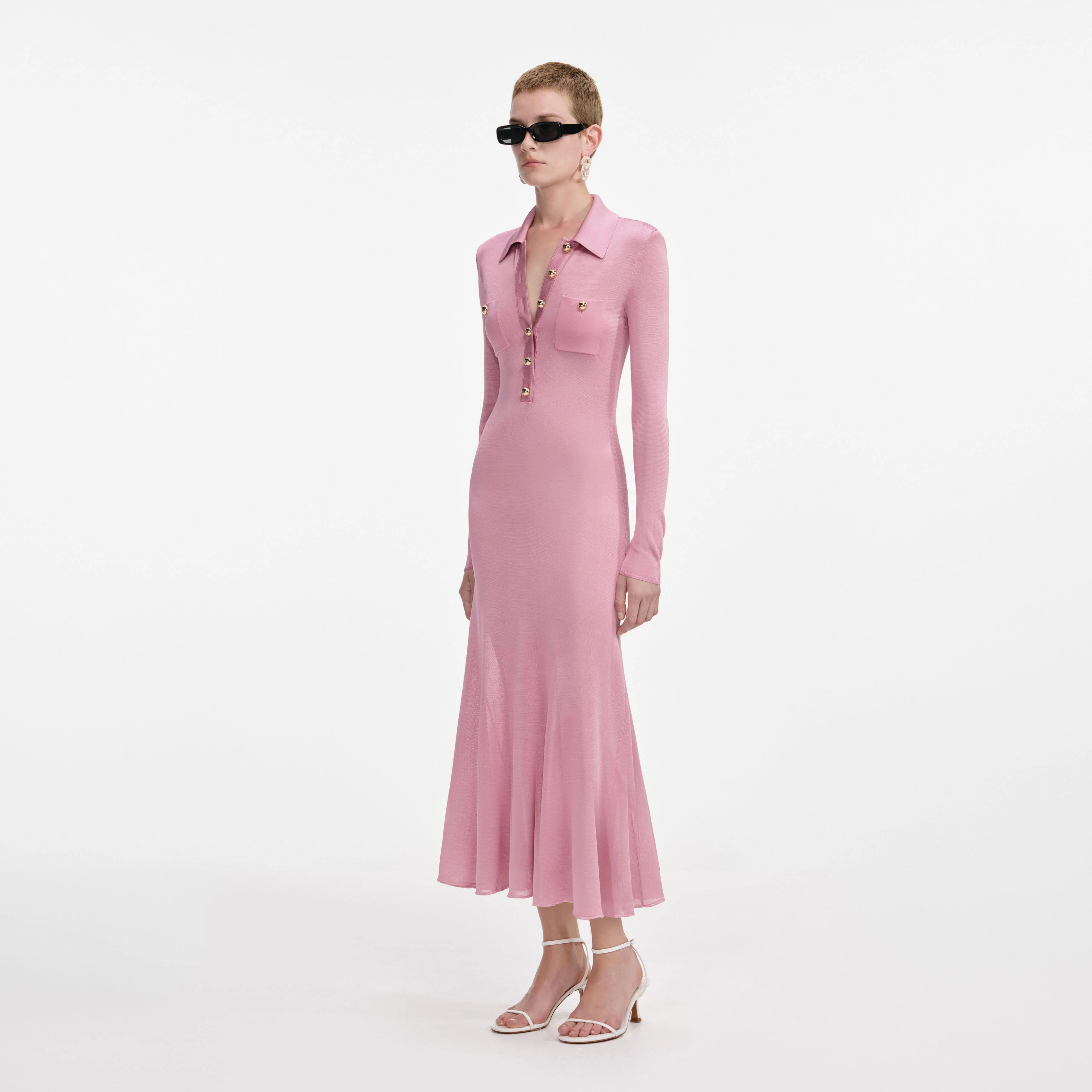 Pink Viscose Knit Midi Dress - Image 2