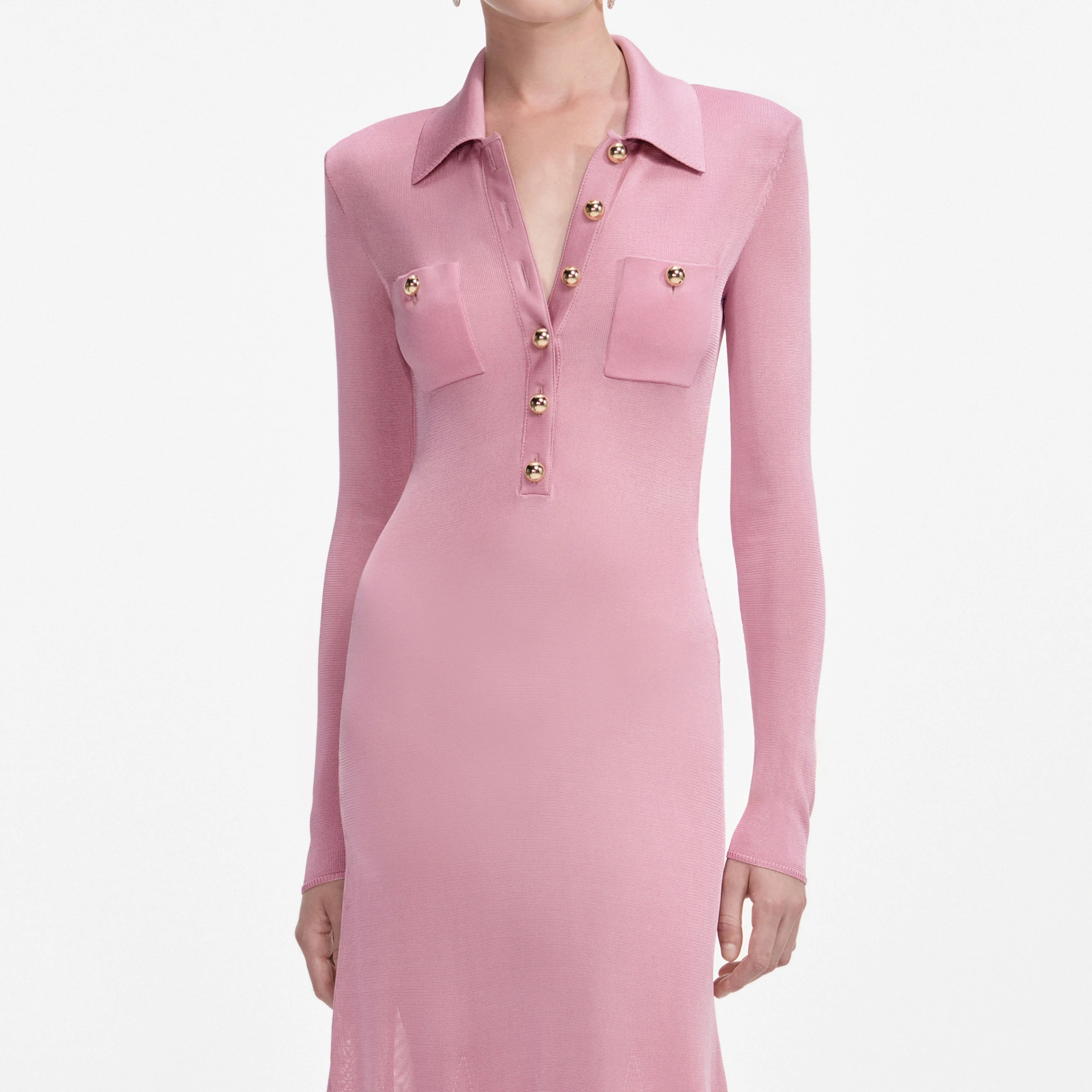 Pink Viscose Knit Midi Dress - Image 4