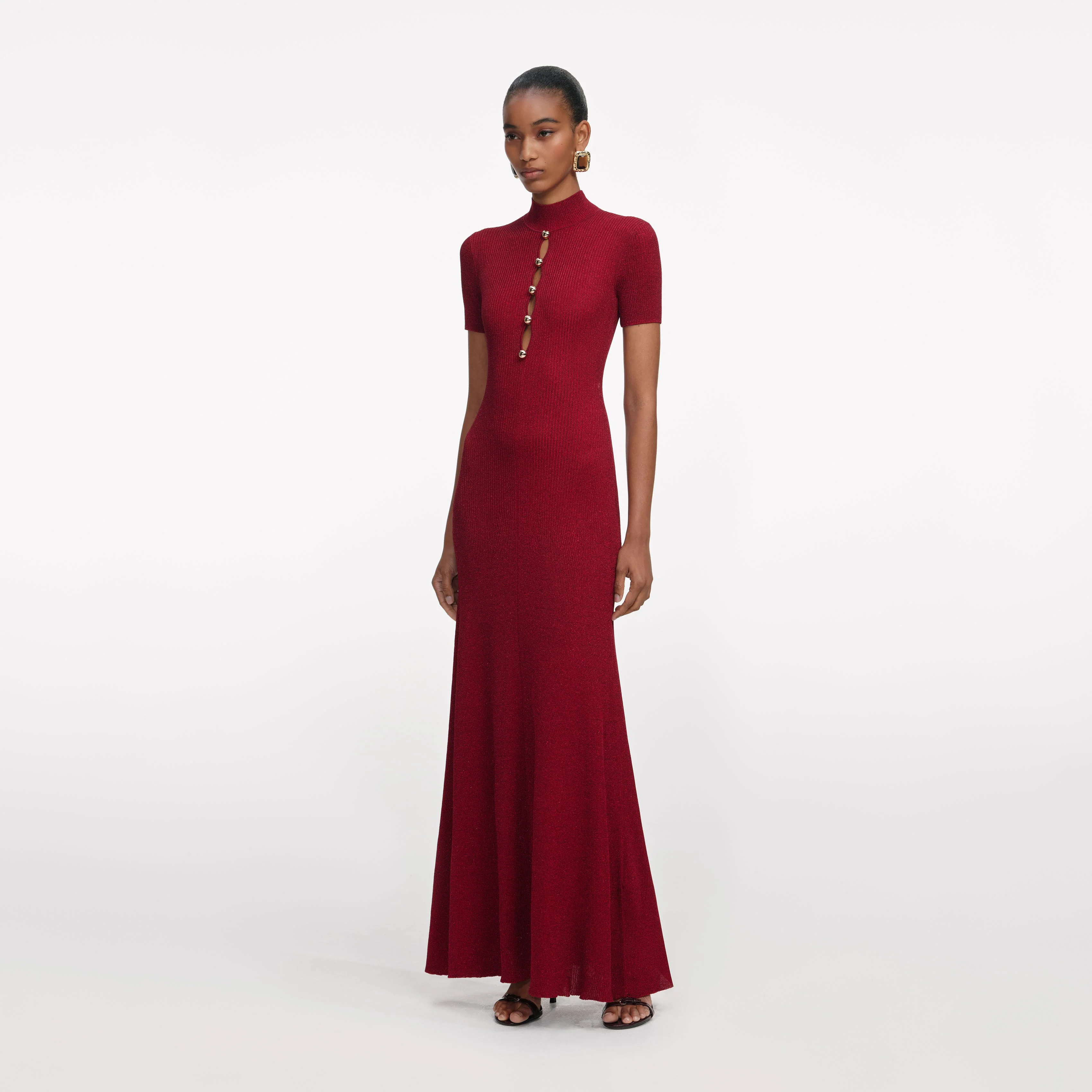 Red Lurex Knit Maxi Dress - Image 2