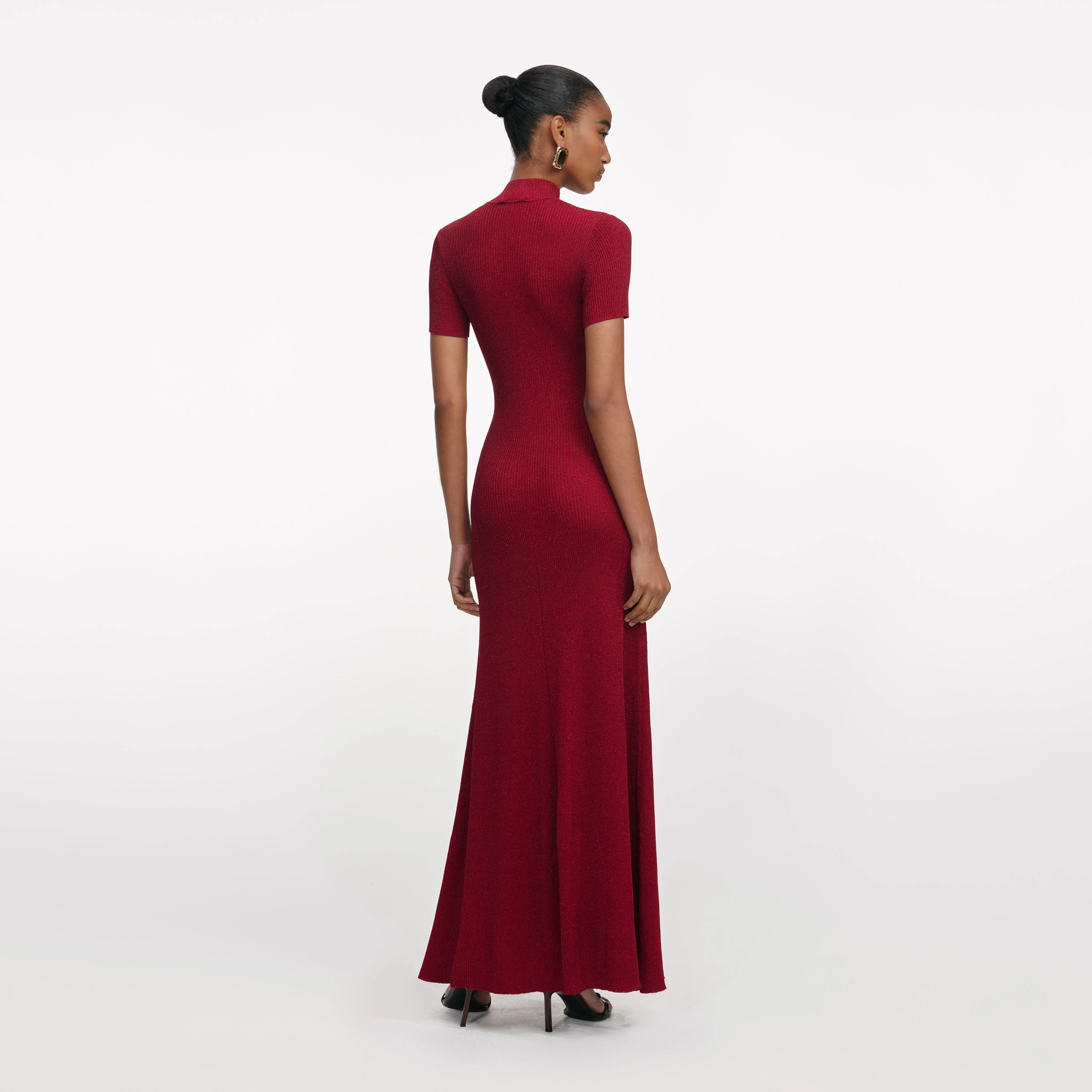 Red Lurex Knit Maxi Dress - Image 3
