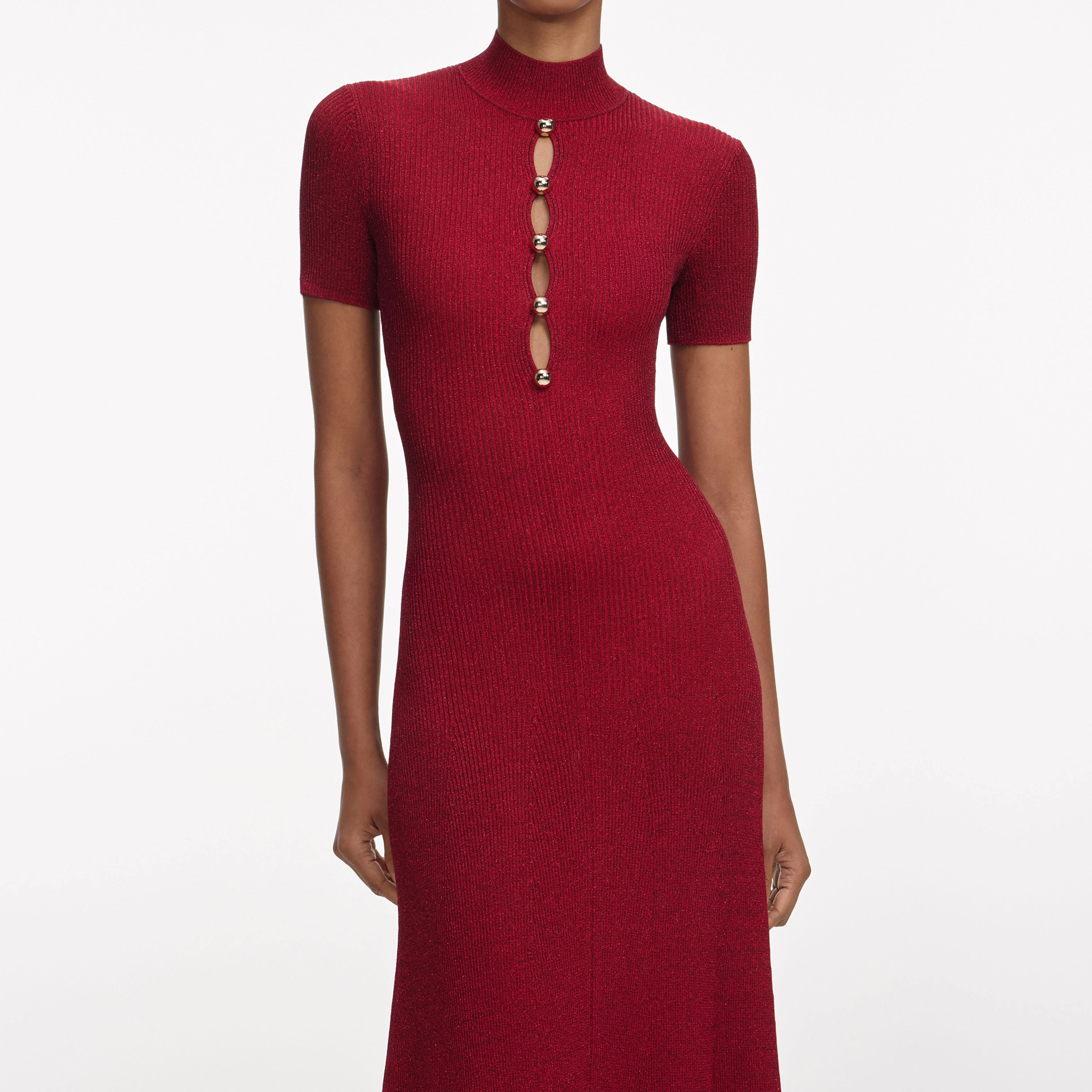 Red Lurex Knit Maxi Dress - Image 4