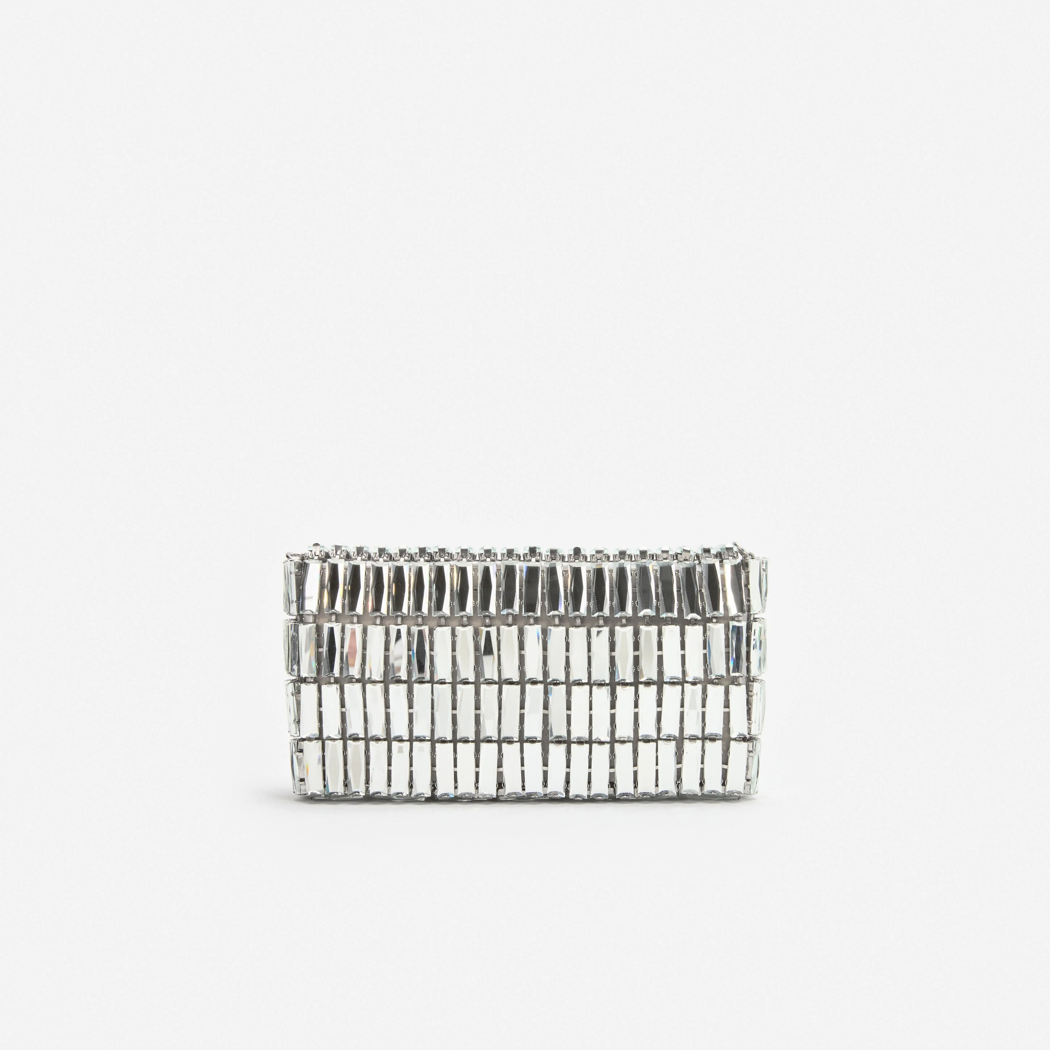 Silver Crystal Bow Mini Shoulder Bag - Image 3