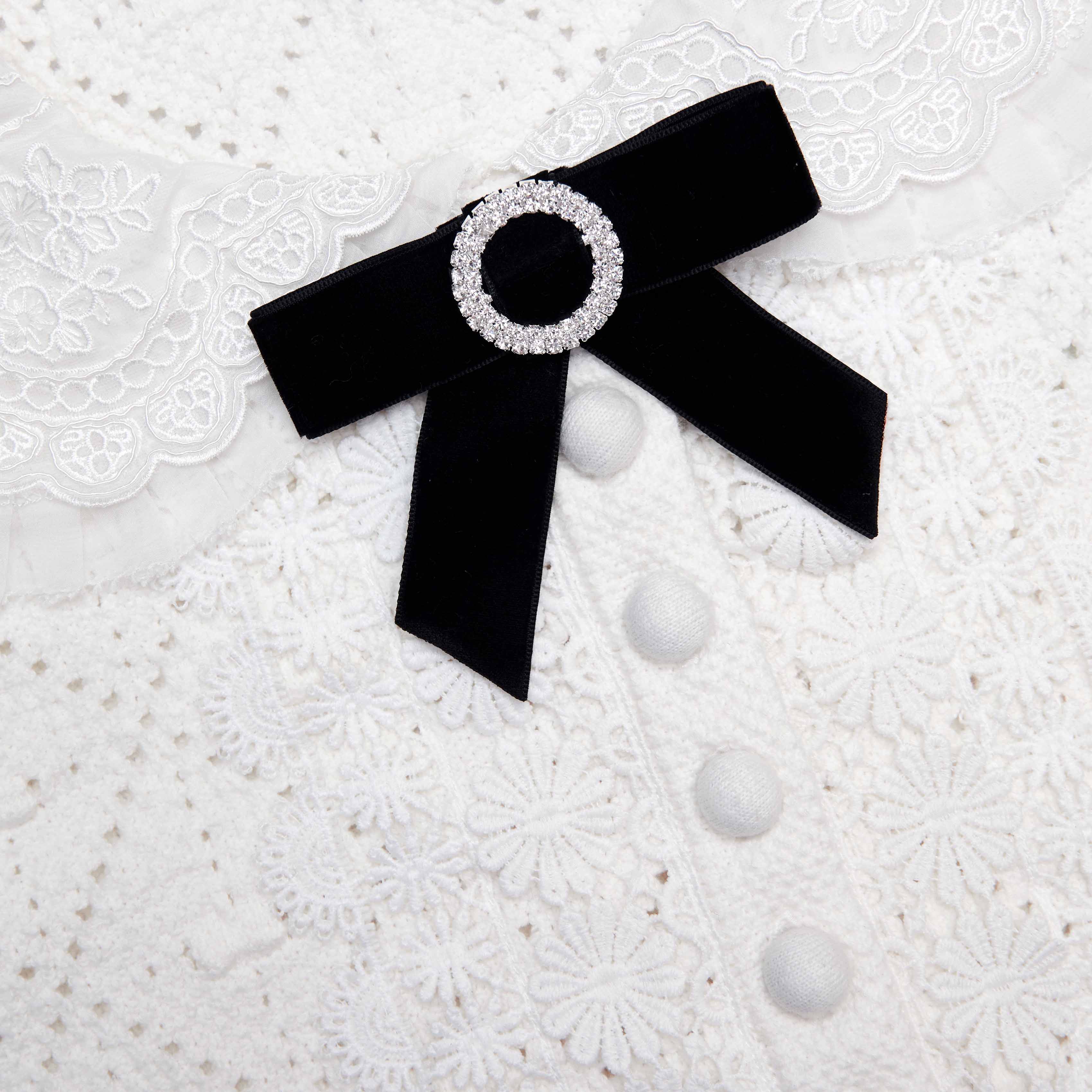 White Lace Bib Knit Mini Dress - Image 5