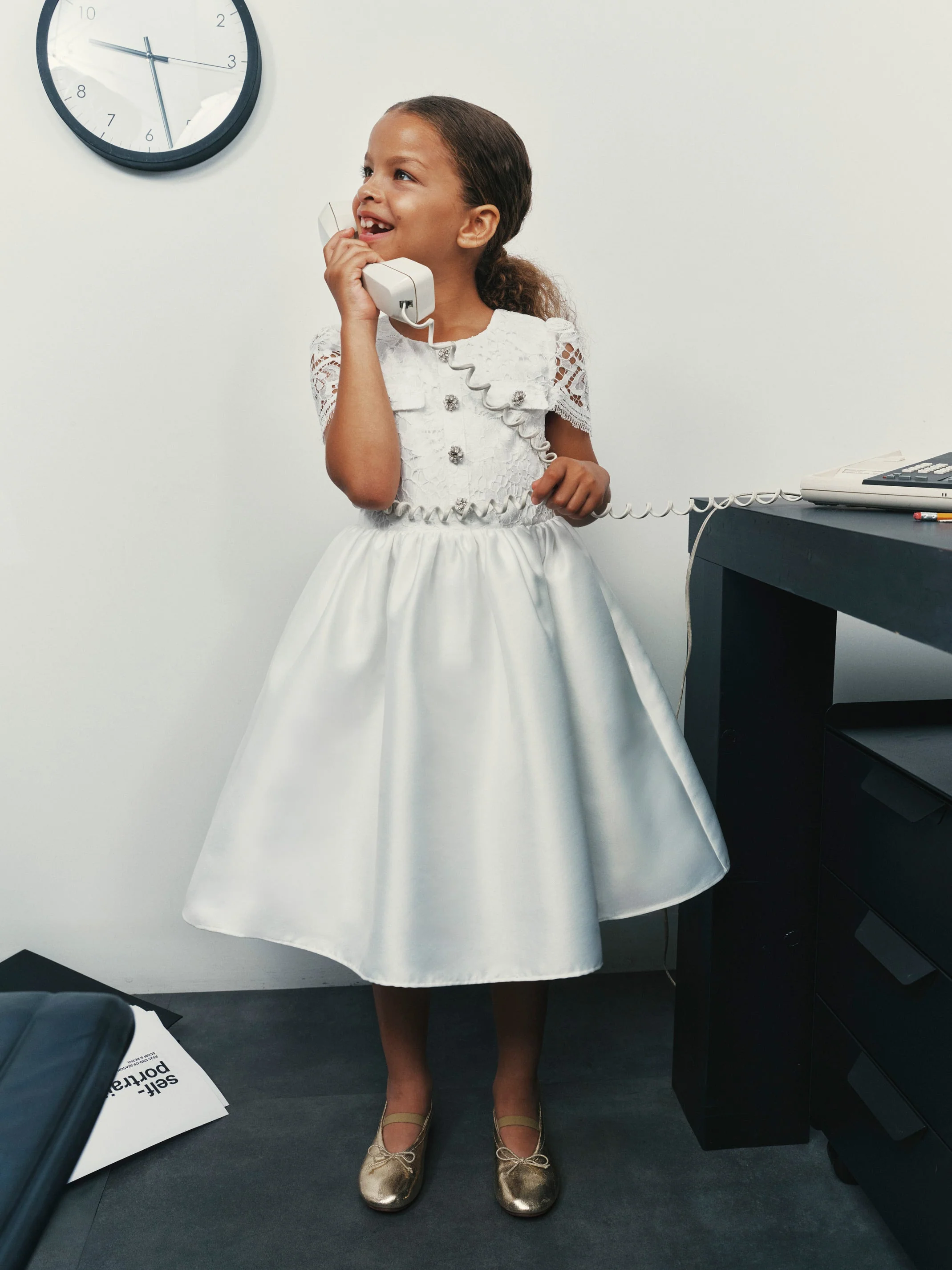 White Lace Taffeta Dress - Image 3