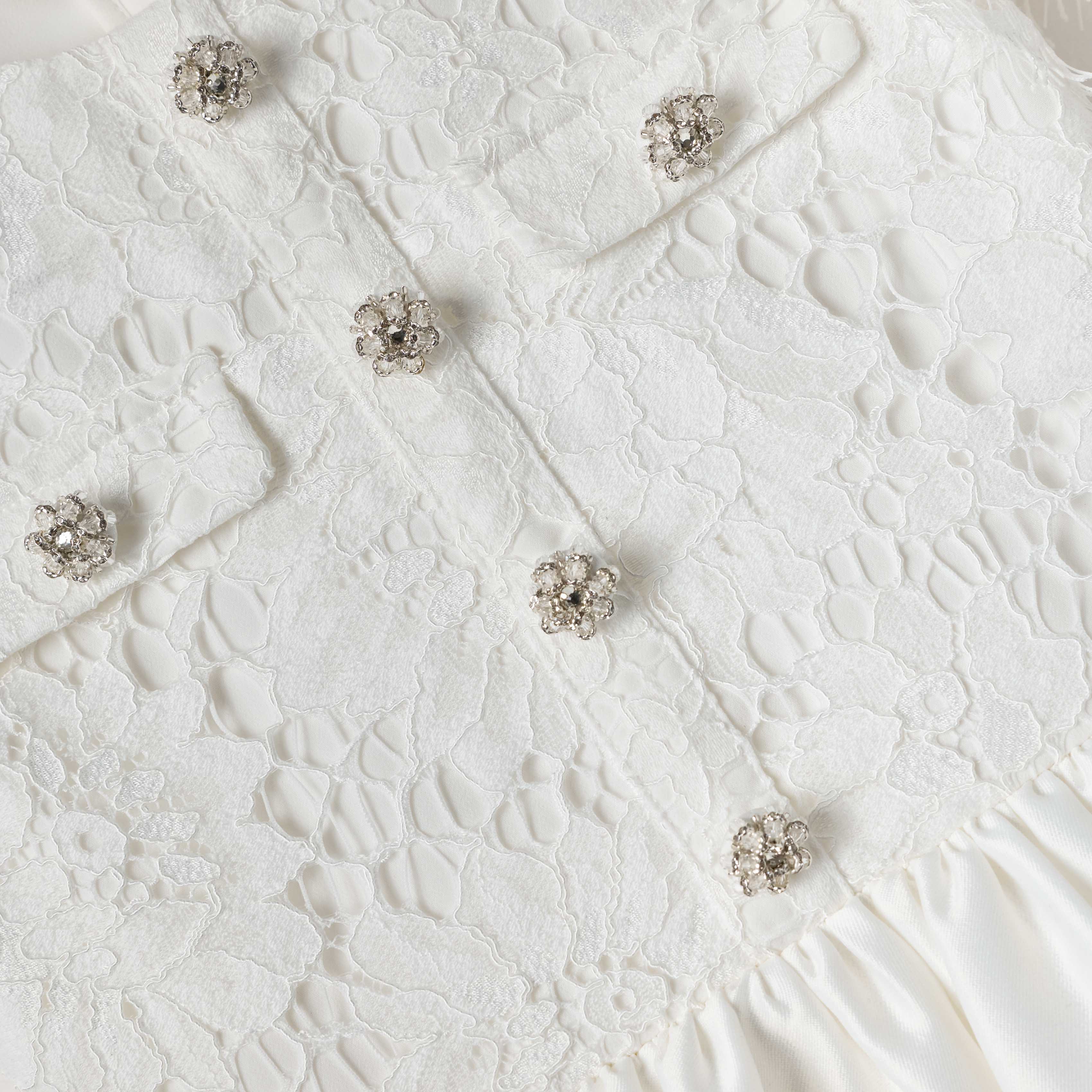 White Lace Taffeta Dress - Image 4