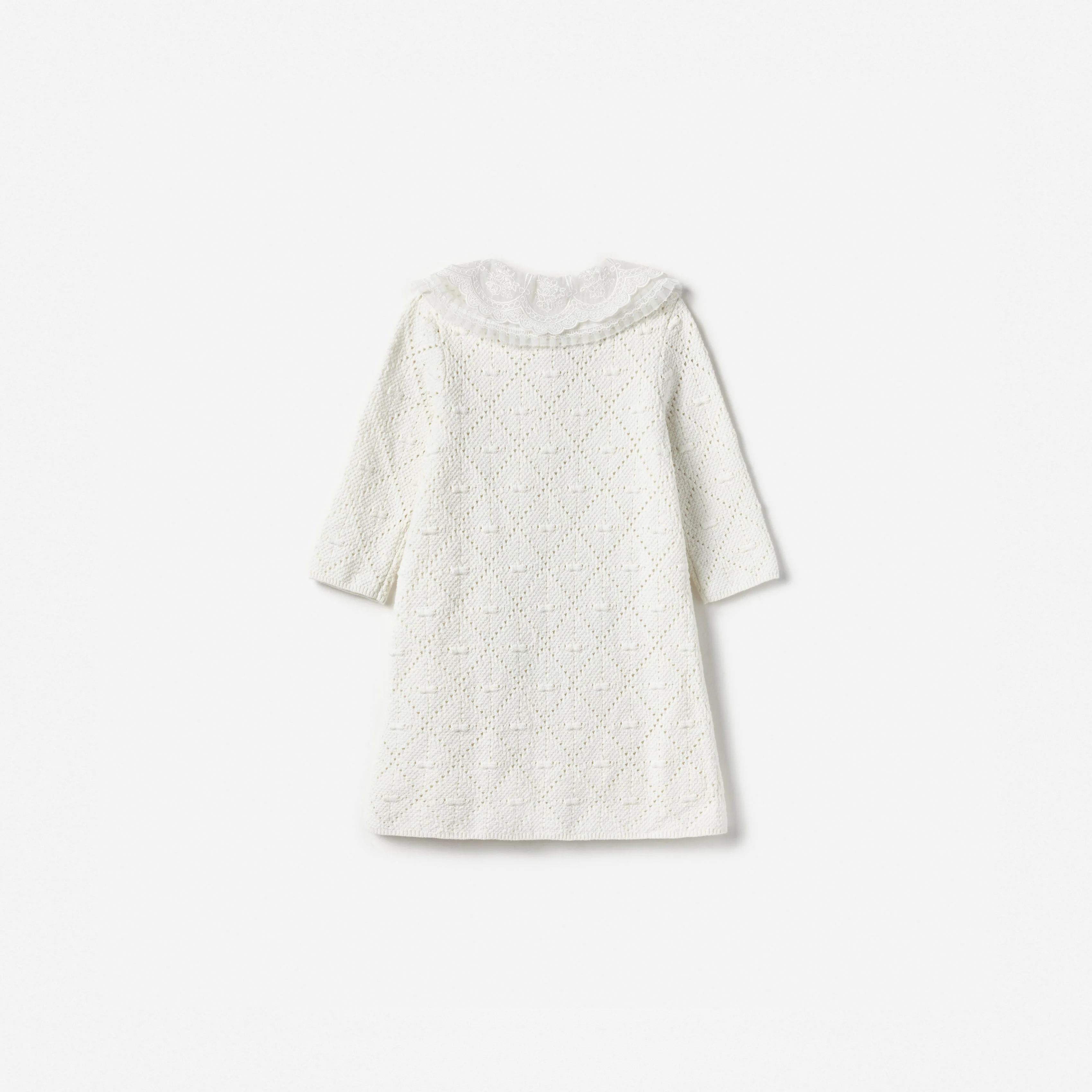 White Pointelle Knit Dress - Image 2