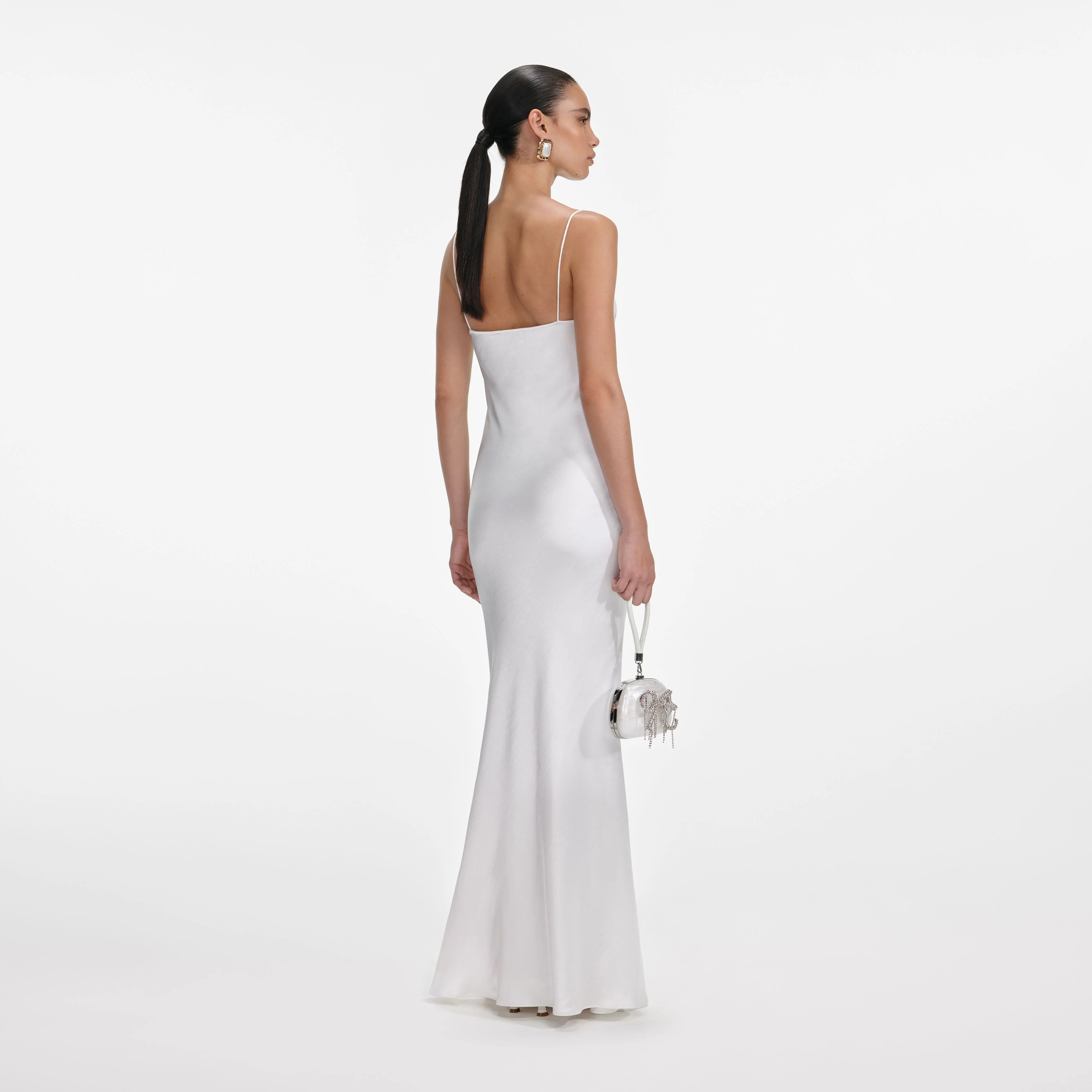 White Satin Lace Maxi Dress - Image 3