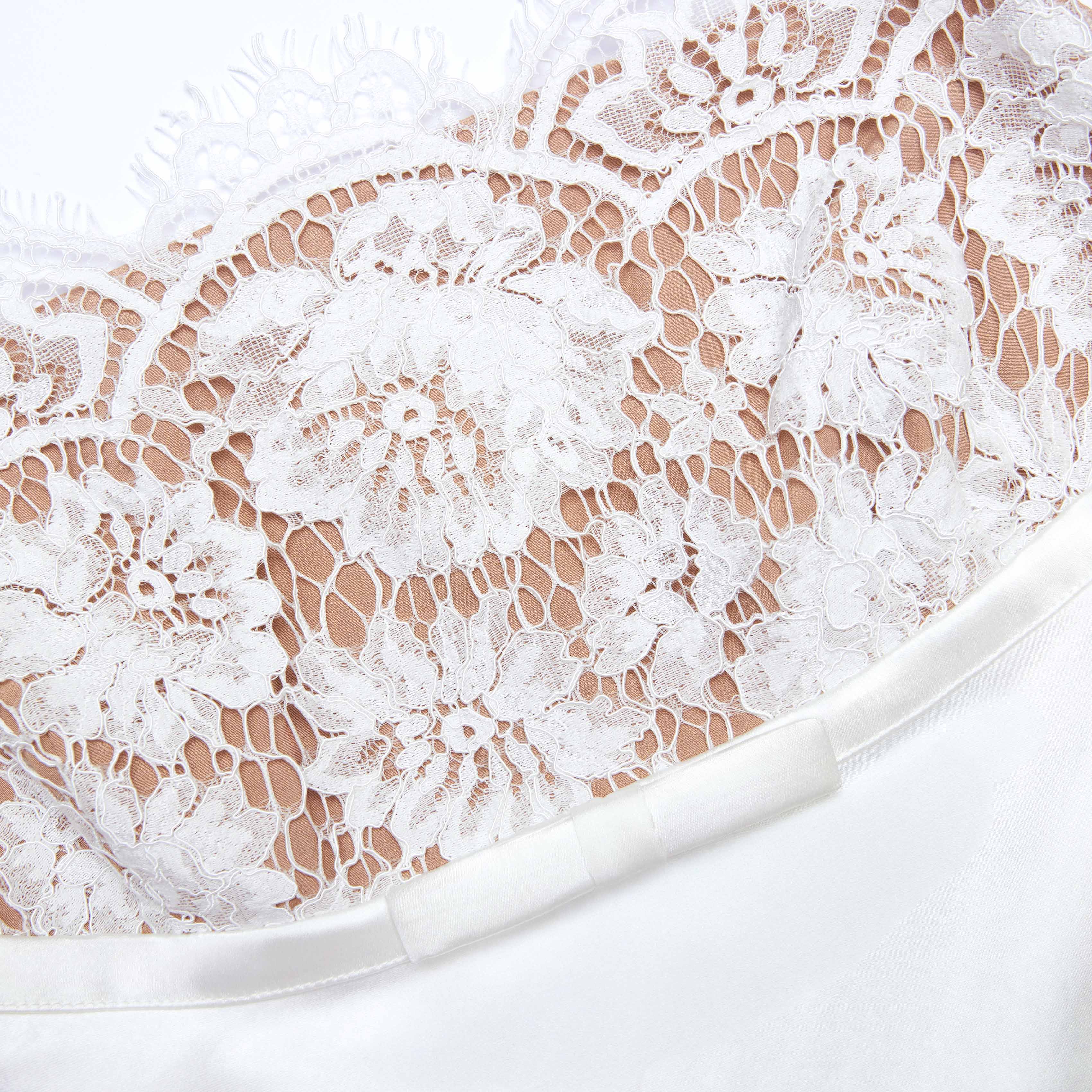 White Satin Lace Maxi Dress - Image 5